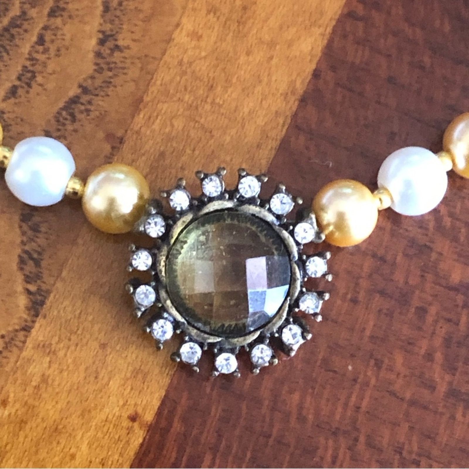 Handmade Handcrafted repurpose citrine pendant Pearl necklace Size ONE SIZE - 9 Thumbnail