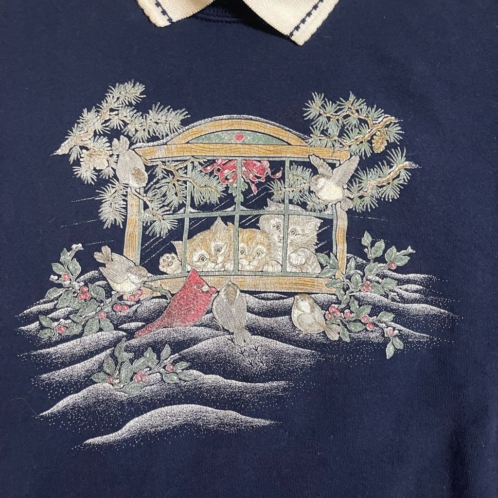 Other Cats & cardinals graphic vtg kids sweater(measurements show) Size XL / US 12-14 / IT 48-50 - 3 Thumbnail