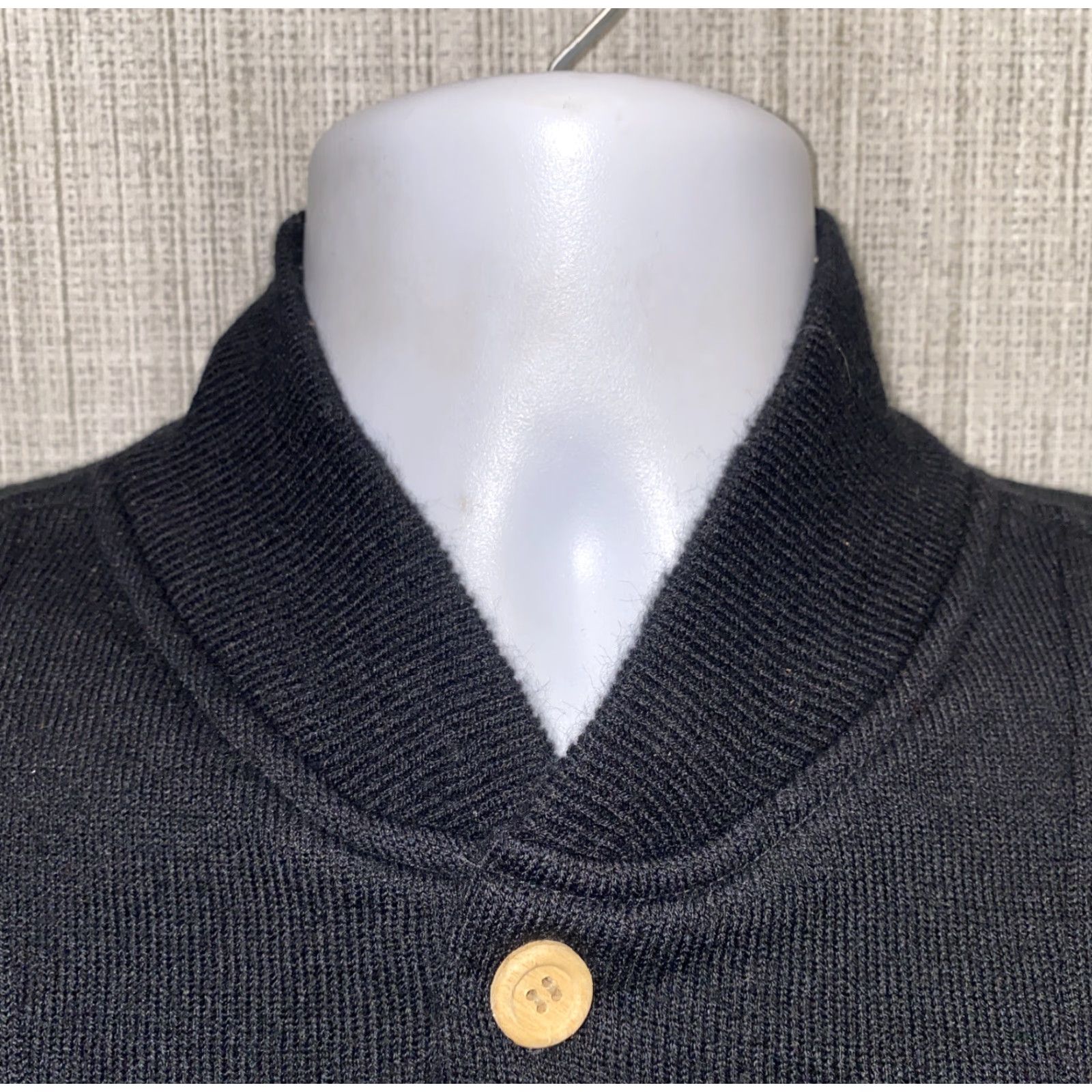 Vintage Grand Banks Performance Mens Black Acrylic Henley Style Sweater XL Size Size US XL / EU 56 / 4 - 3 Thumbnail