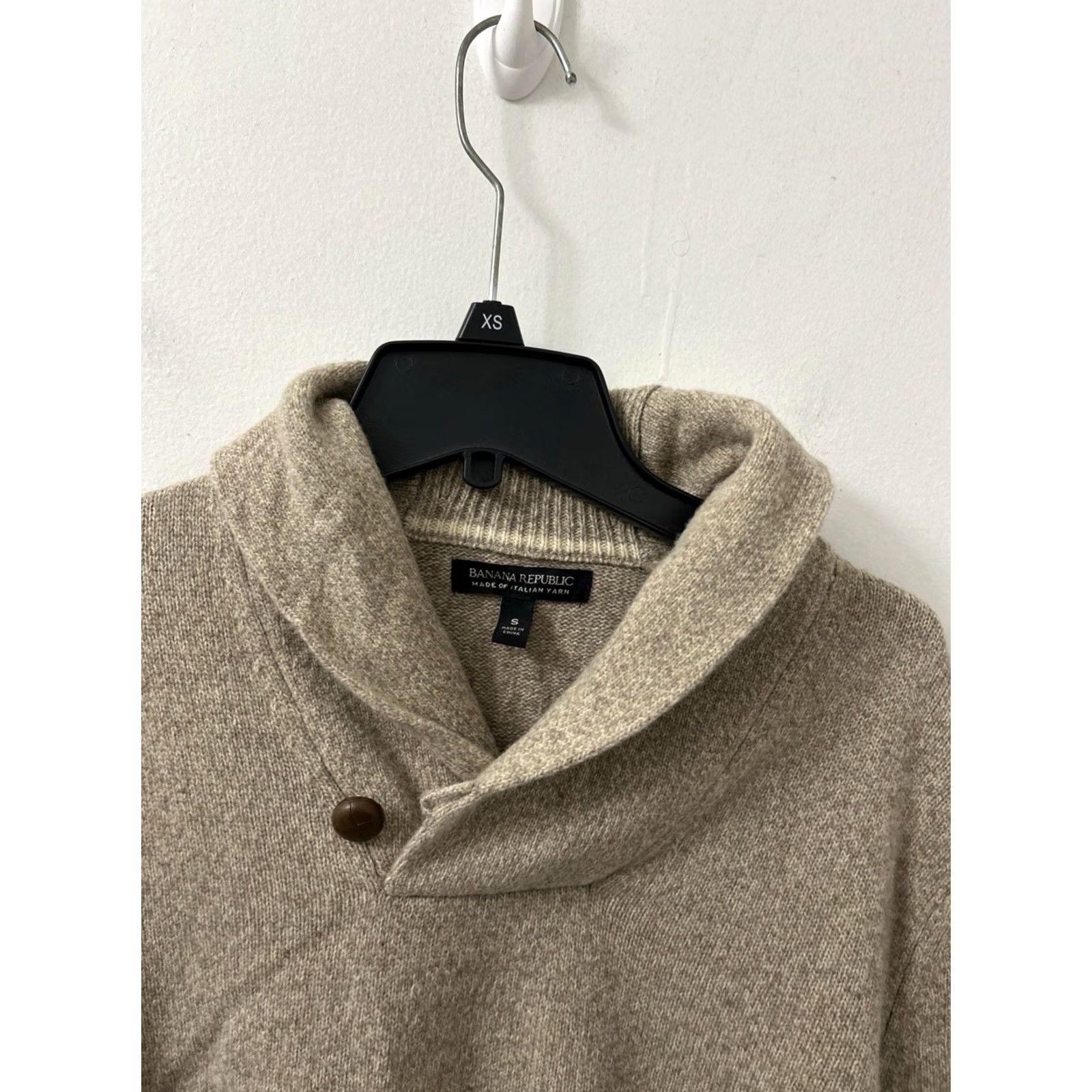 Banana Republic VINTAGE Banana Republic Sweater Shawl Collar Mens S Brown Wool Merino L/S Button Crew Neck Casual Workwear Autumn Winter Regular Knit Pullover Size US S / EU 44-46 / 1 - 3 Thumbnail