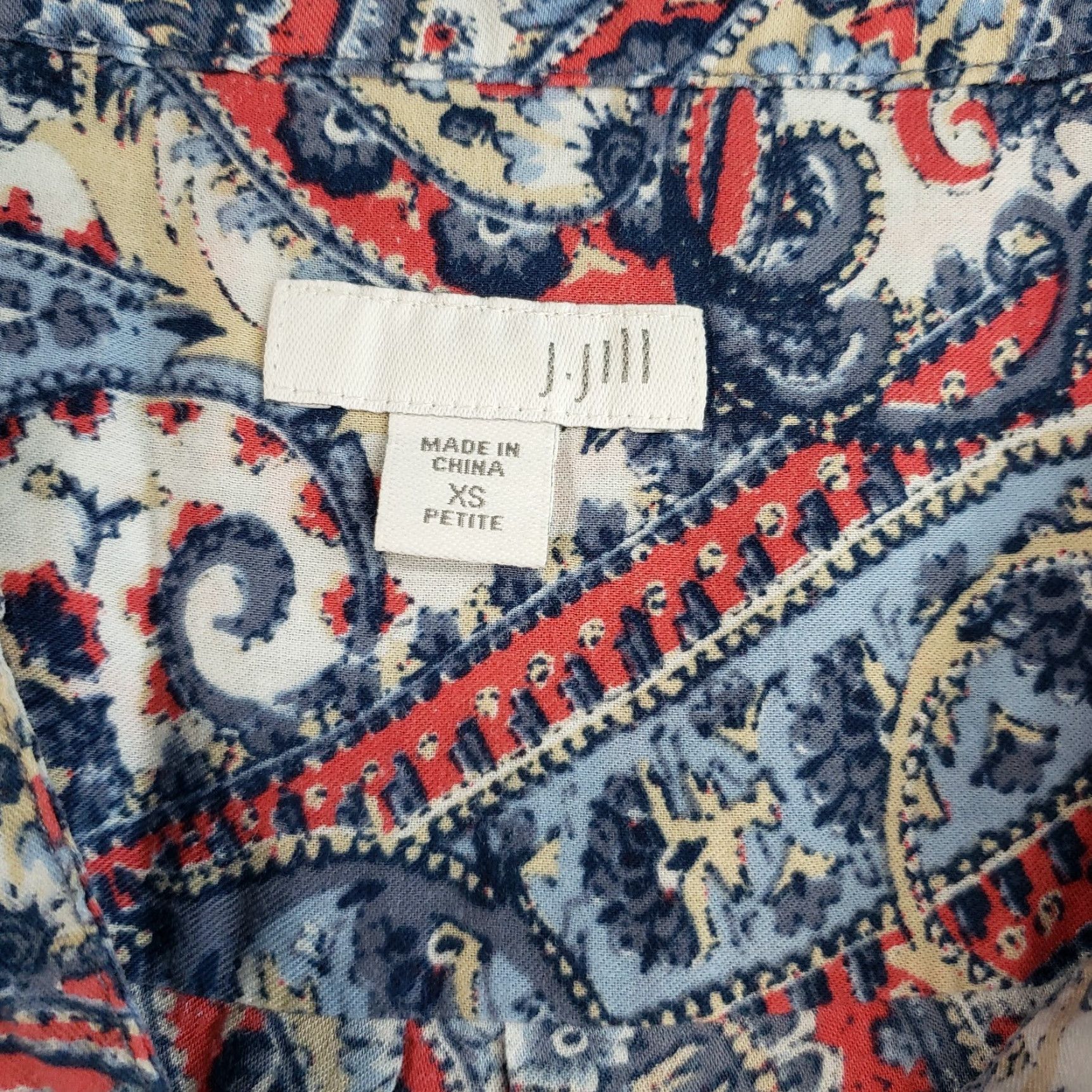 J. Jill J. Jill Button-Up Shirt XS Petite Blue Paisley 3/4 Sleeve Womens Shirt Size XS / US 0-2 / IT 36-38 - 6 Thumbnail