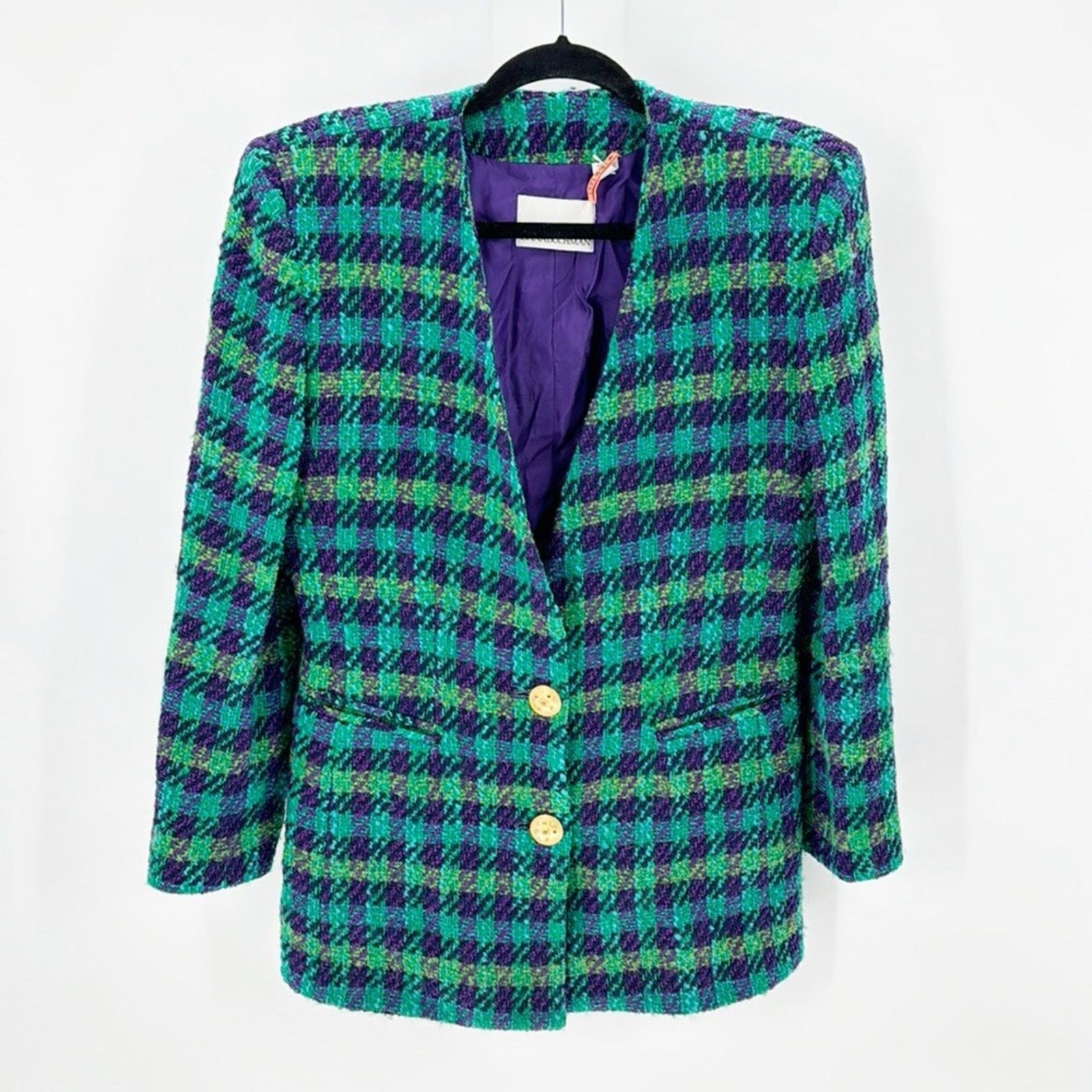Other Dana Buchman vintage plaid wool double breasted gold buttons Size M / US 6-8 / IT 42-44 - 1 Thumbnail