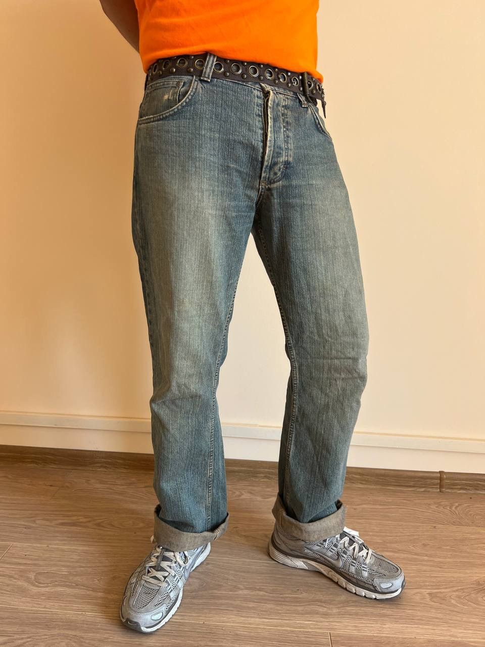 Jean × Vintage Washed Faded Paint Punk Grunge Bootcut Baggy jeans Size US 34 / EU 50 - 10 Thumbnail
