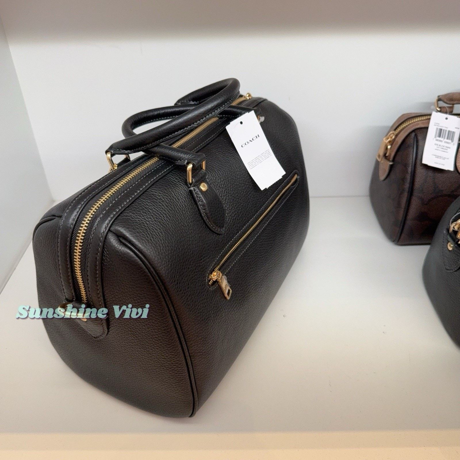 Coach NWT Coach Rowan Large Satchel Bag Leather CV960 Gold/Black Size ONE SIZE - 2 Thumbnail