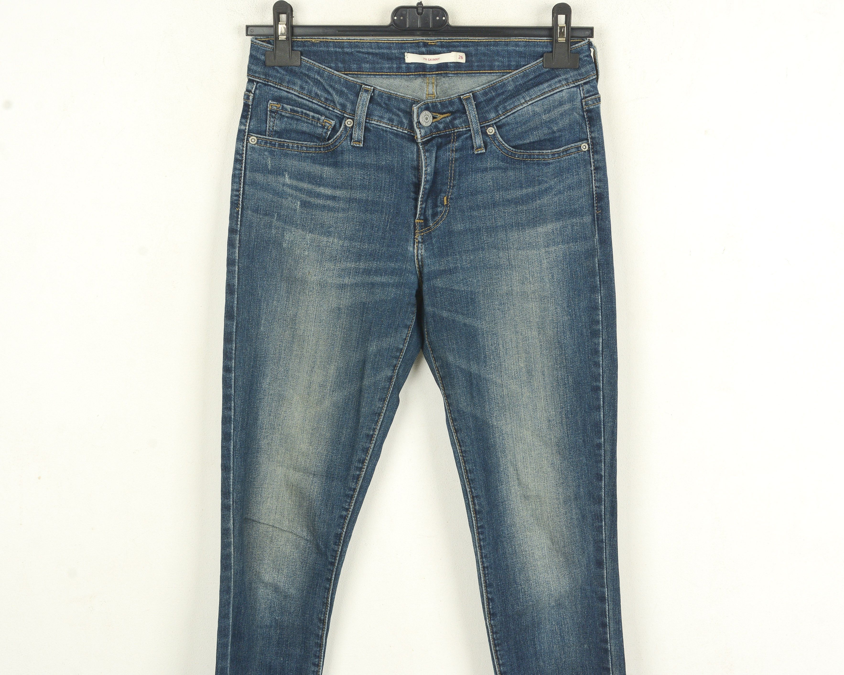 Levi's STRAUSS 711 Skinny Women W26 L32 Navy Low Rise Jeans Slim Size 26" / US 2 / IT 38 - 2 Thumbnail