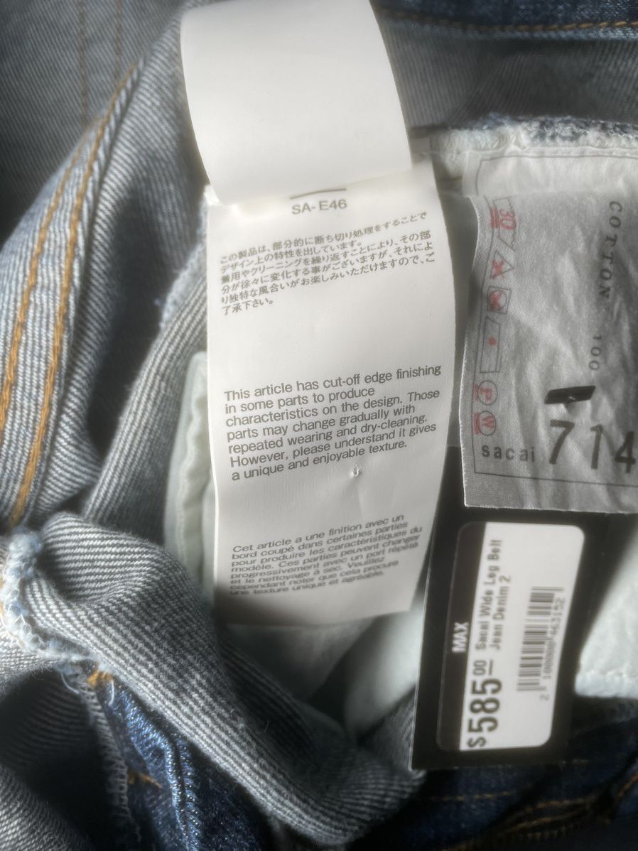 Sacai Sacai Belted Wide Leg Jeans Size 27" / US 4 / IT 40 - 16 Thumbnail