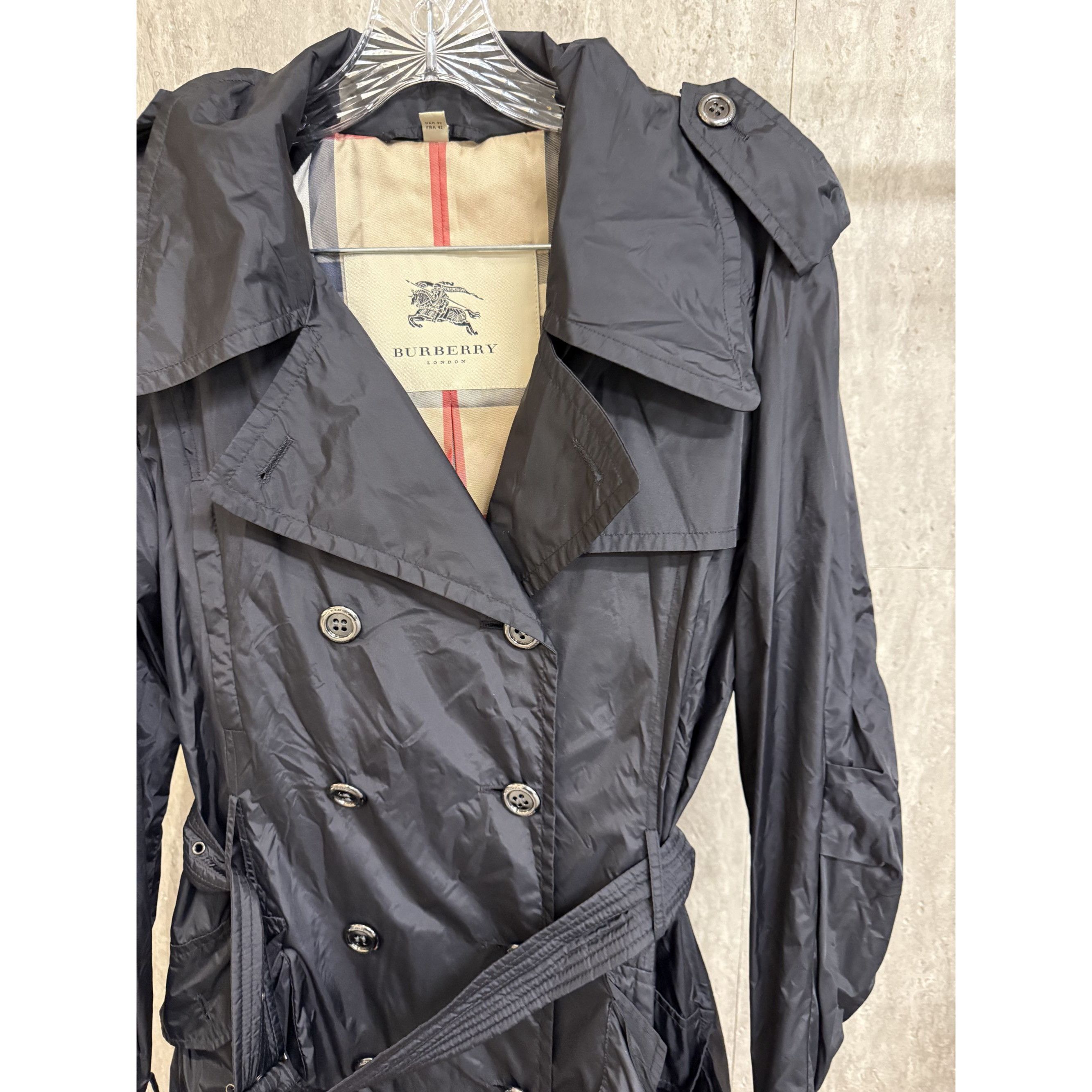 Burberry Burberry London Womens Black Double-Breasted Trench Coat Bel Size L / US 10 / IT 46 - 3 Thumbnail
