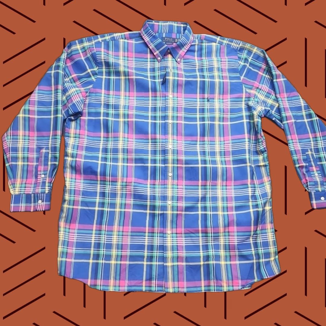 Polo Ralph Lauren Polo Ralph Lauren Men 2XLT Big Classic Fit Madras Plaid Performance Button Shirt Size US XXL / EU 58 / 5 - 1 Thumbnail