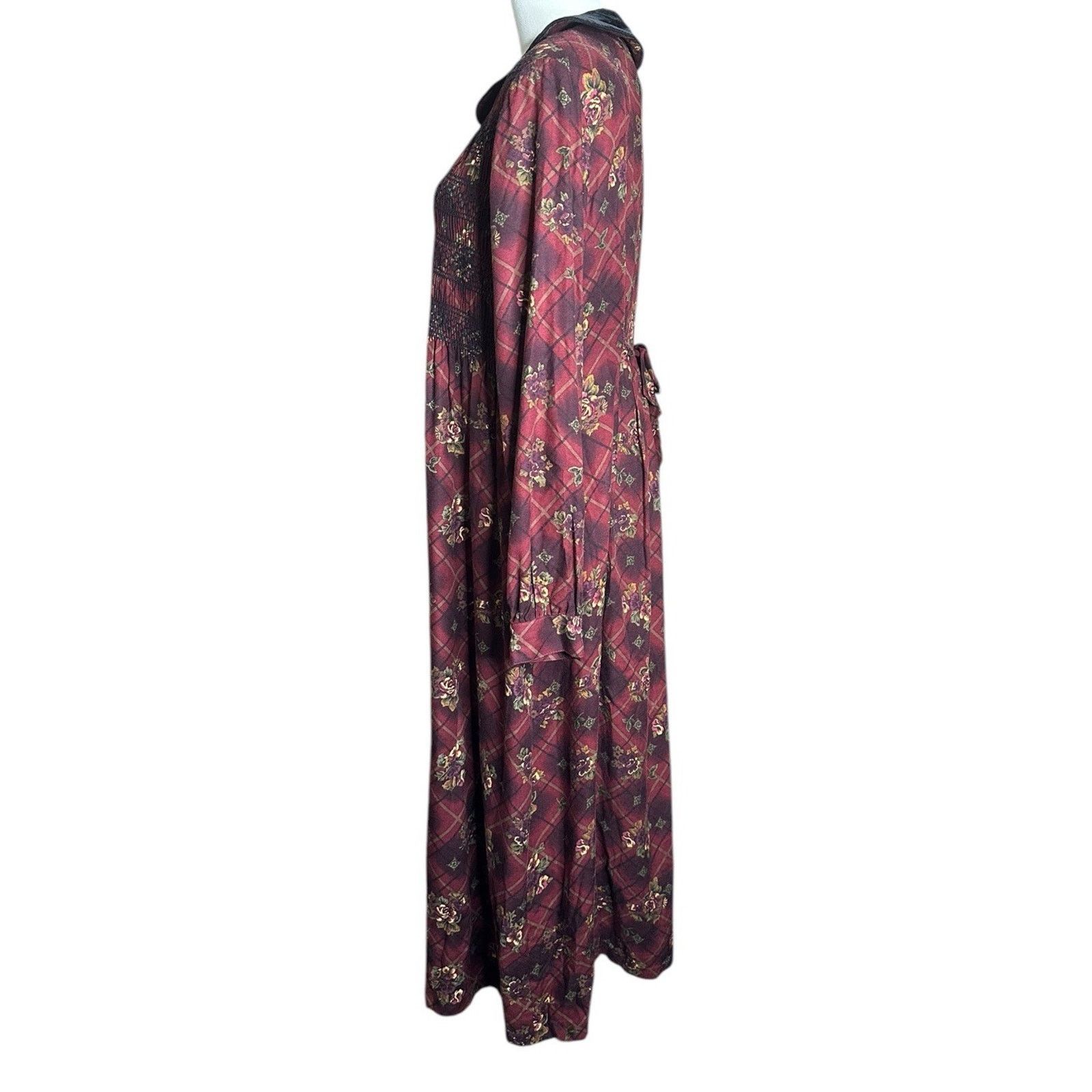 Other Vtg Molly Malloy Petite Dress Black Velvet Collar Maxi 12 Size XL / US 12-14 / IT 48-50 - 5 Thumbnail