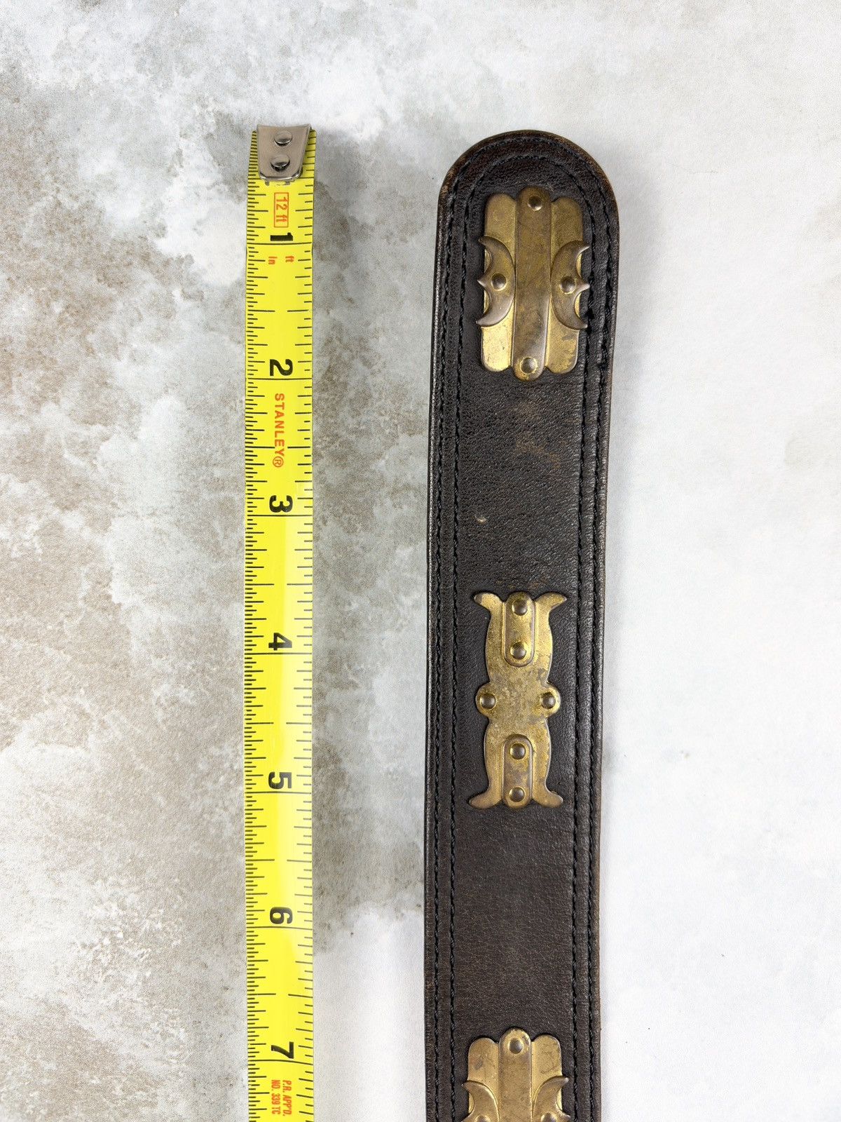Comme des Garcons Comme des Garcons Gold Metal Embellished Leather Belt Brown Size ONE SIZE - 7 Thumbnail