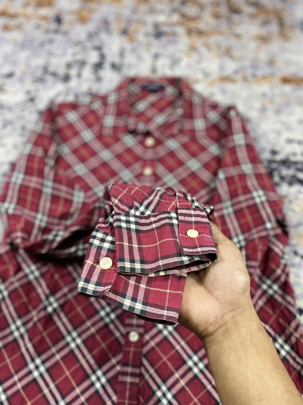 Burberry × Burberry Prorsum × Vintage BURBERRY SHIRT NOVA CHECK RED Size L / US 10 / IT 46 - 3 Thumbnail