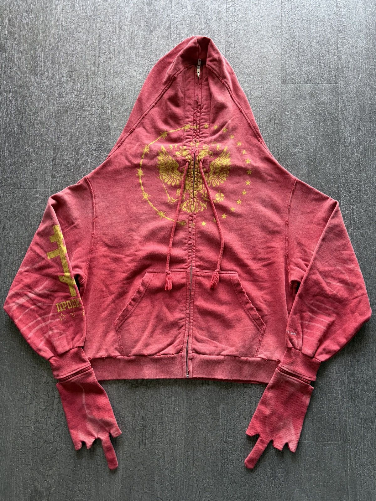 PROJECT G/R PROTOCOL INDEX STRIPE POLO HOODIE - RED | Grailed