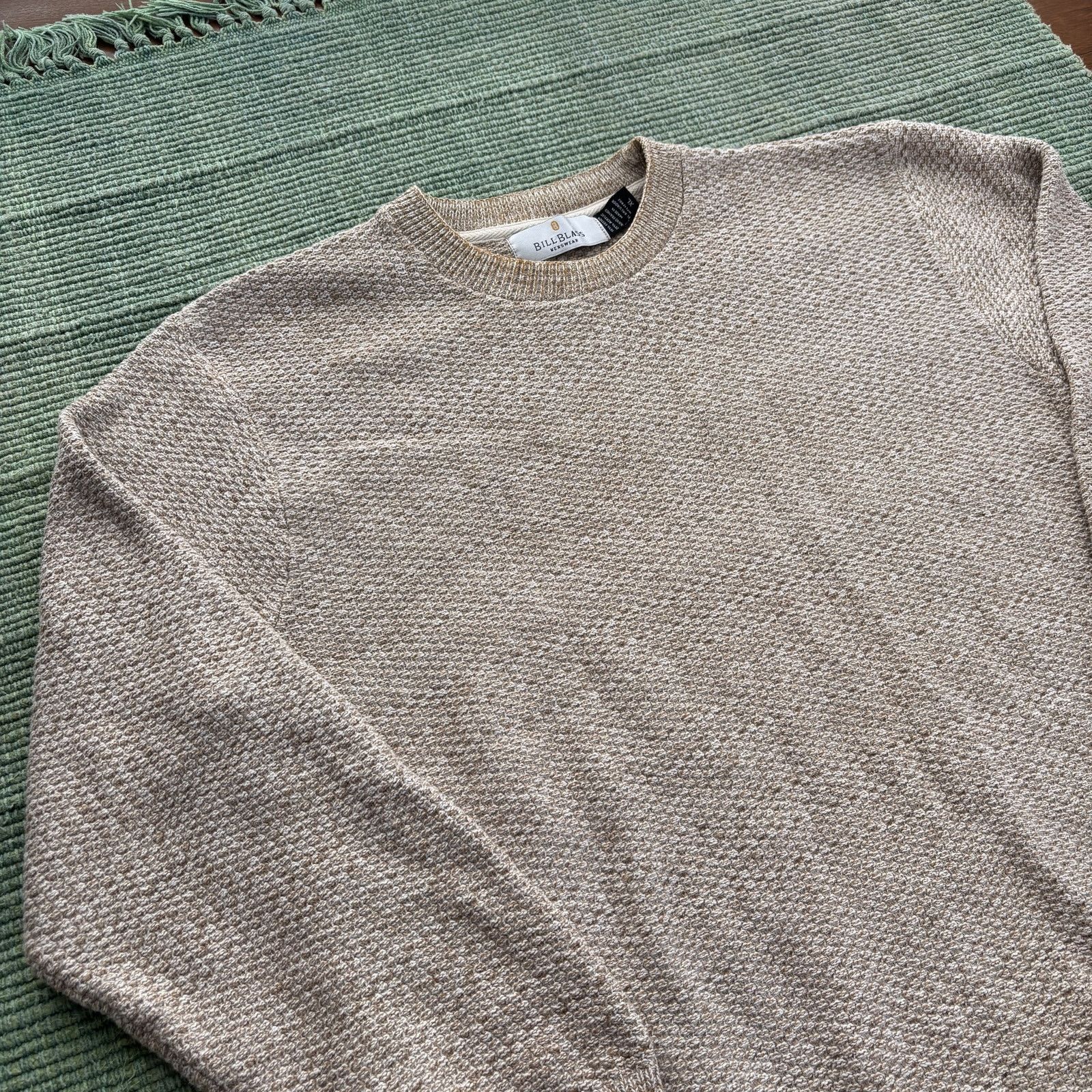Bill Blass × Vintage Vintage Bill Blass Light Cream Tan Cotton Blend Knit Sweater Size US XL / EU 56 / 4 - 4 Thumbnail