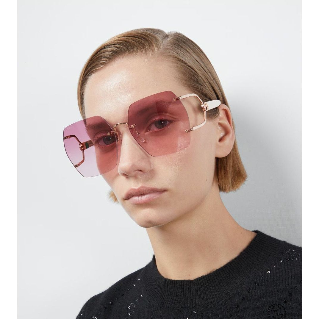 image of New Gucci Gg1562S - 004 Pink Oversized Sunglasses, Women's