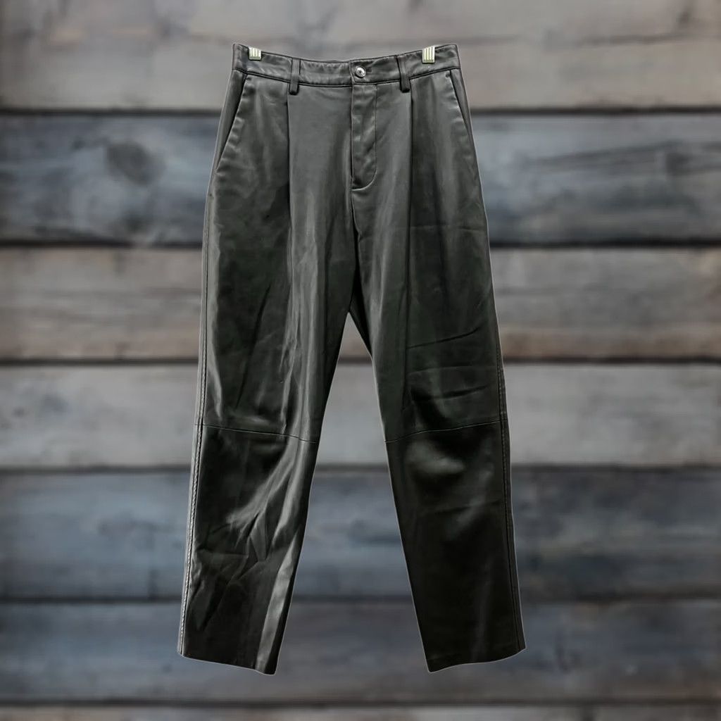 Zara Zara Womens S Black Faux Leather Pleated Front Pants Tapered Leg High Rise Pants Size 28" / US 6 / IT 42 - 1 Thumbnail