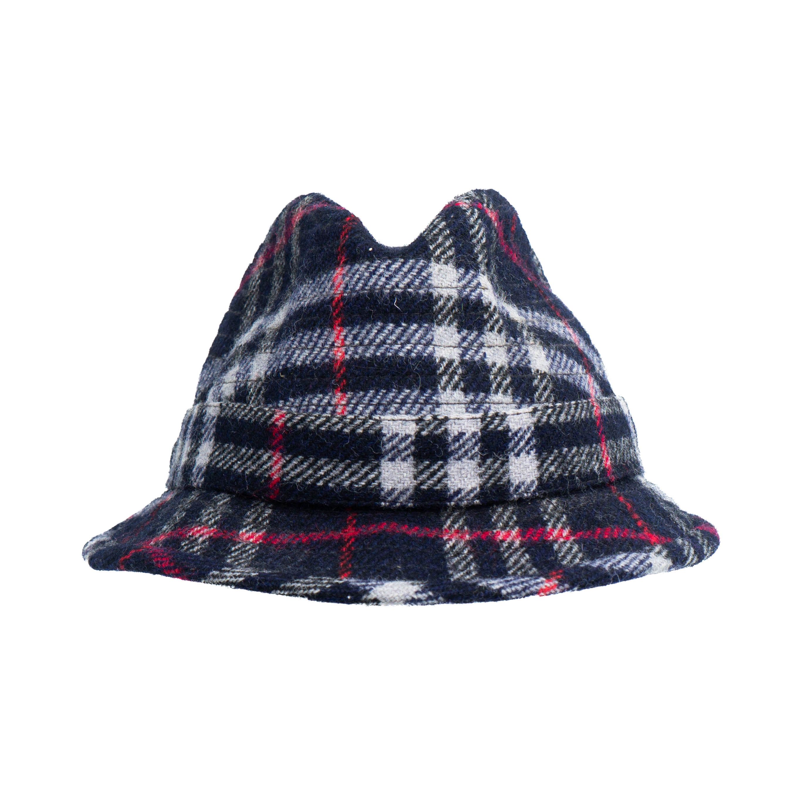 BURBERRY Check Monogram Hat Blue Vintage 90s