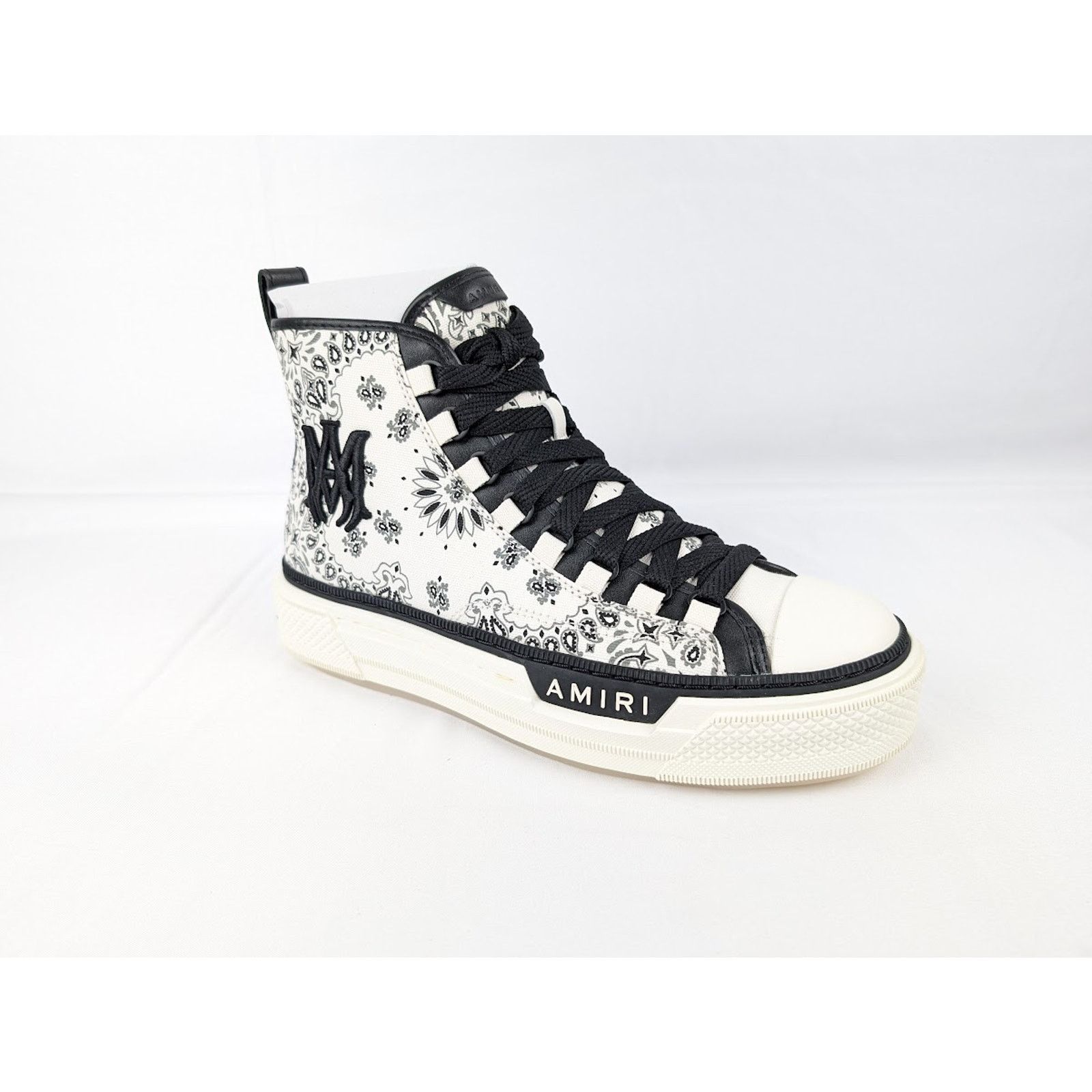 Amiri o1rshd1 Bandana MA Court High Sneakers in White/Black Size US 13 / EU 46 - 6 Thumbnail