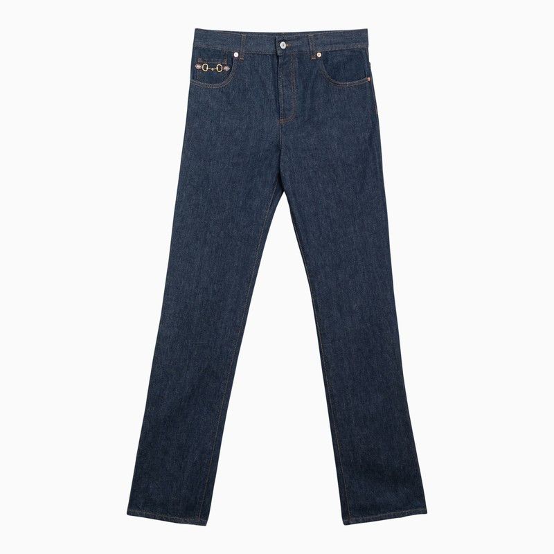 image of Gucci Dark Blue Denim Jeans With Horsebit, Men's (Size 33)