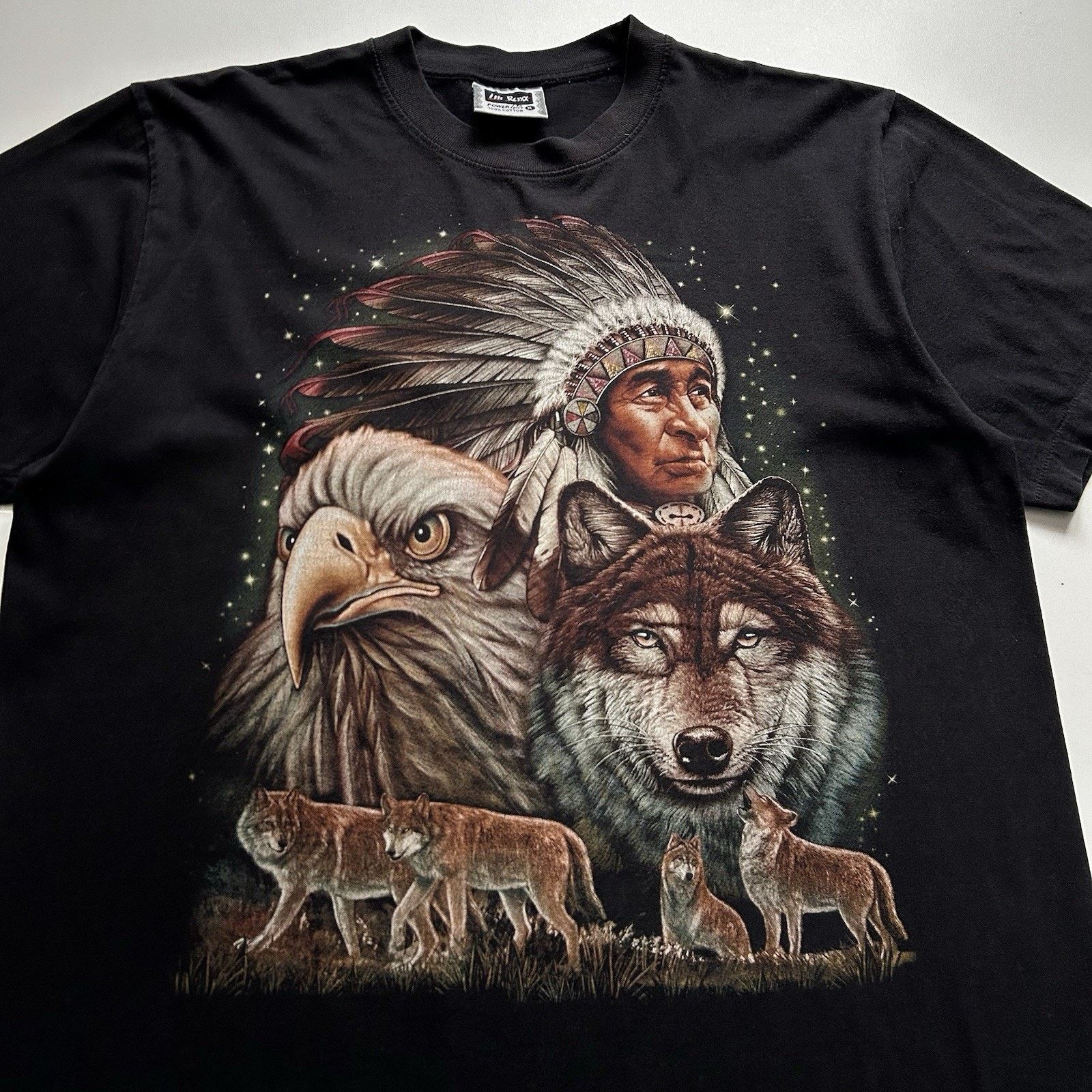 Vintage Vintage Eagle Wolf Native American T Shirt XL 90s Animal Art Size US XL / EU 56 / 4 - 2 Thumbnail