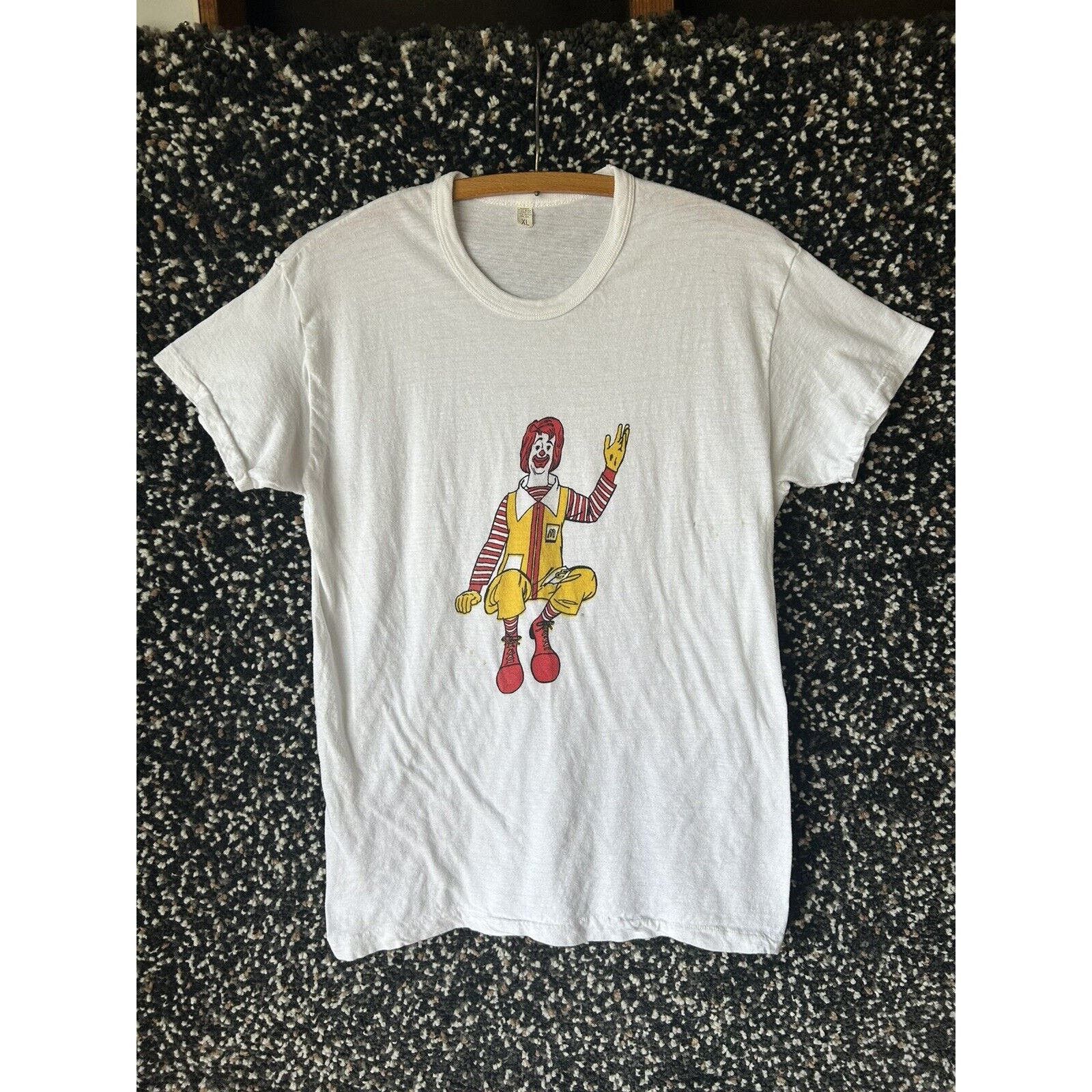 image of Vintage 70's Mcdonalds Shirt Single Stitch Ronald Mcdonald XL in White, Men's