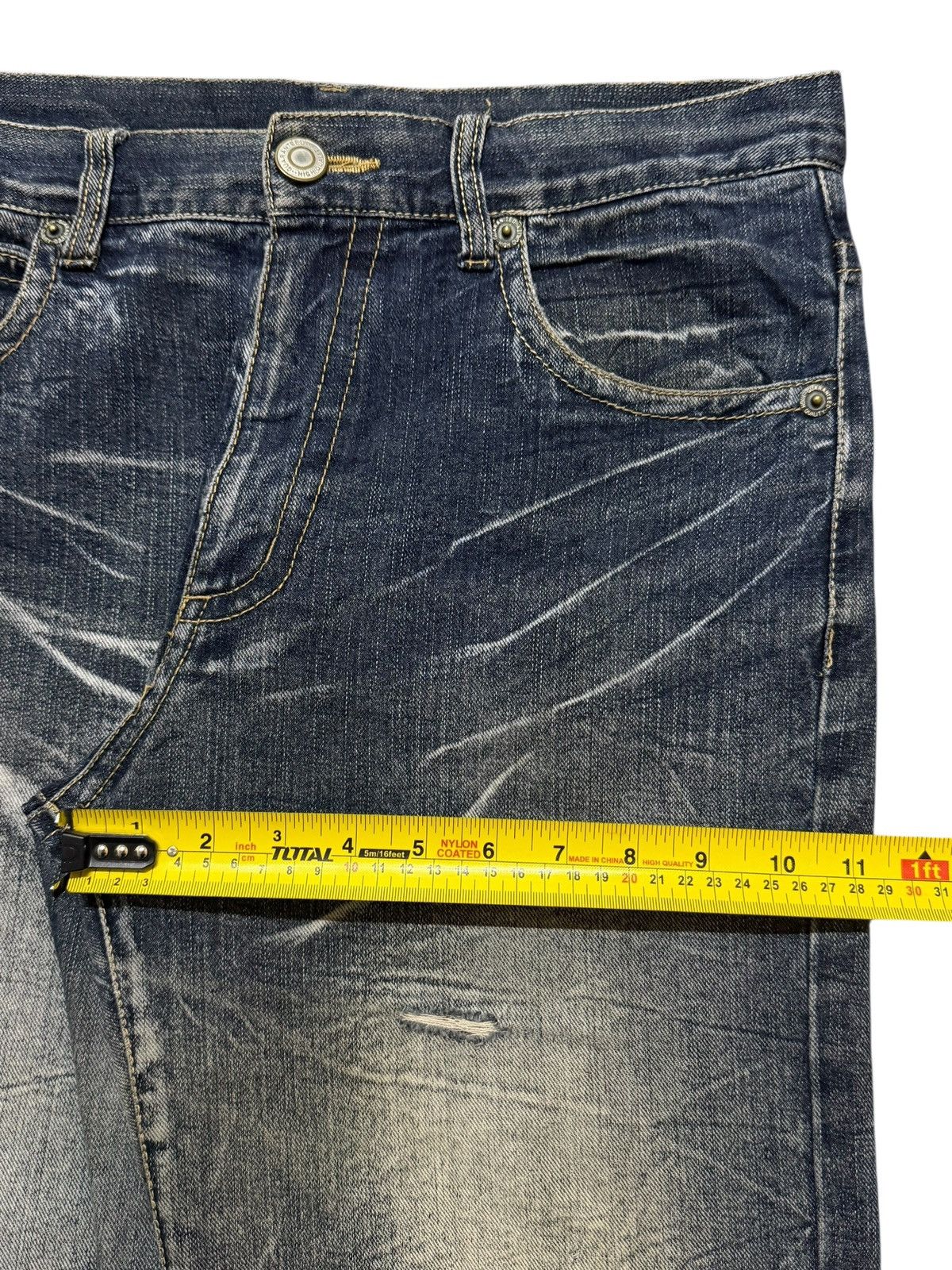 If Six Was Nine Vintage Y2K Japanese Blue Faded Wash Honeycomb Straight Leg Size US 32 / EU 48 - 11 Thumbnail
