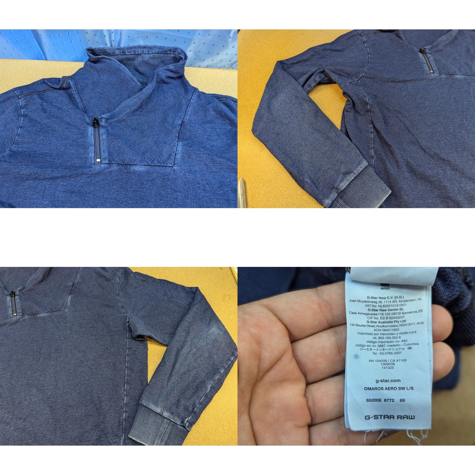 G-Star G-Star Raw Omaros Aero Mens Sweater XL Denim Blue Indigo Turtle Neck Cotton Pullover Casual Mens XL Denim Blue Indigo Cotton Pullover Turtle Neck Size US XL / EU 56 / 4 - 8 Thumbnail