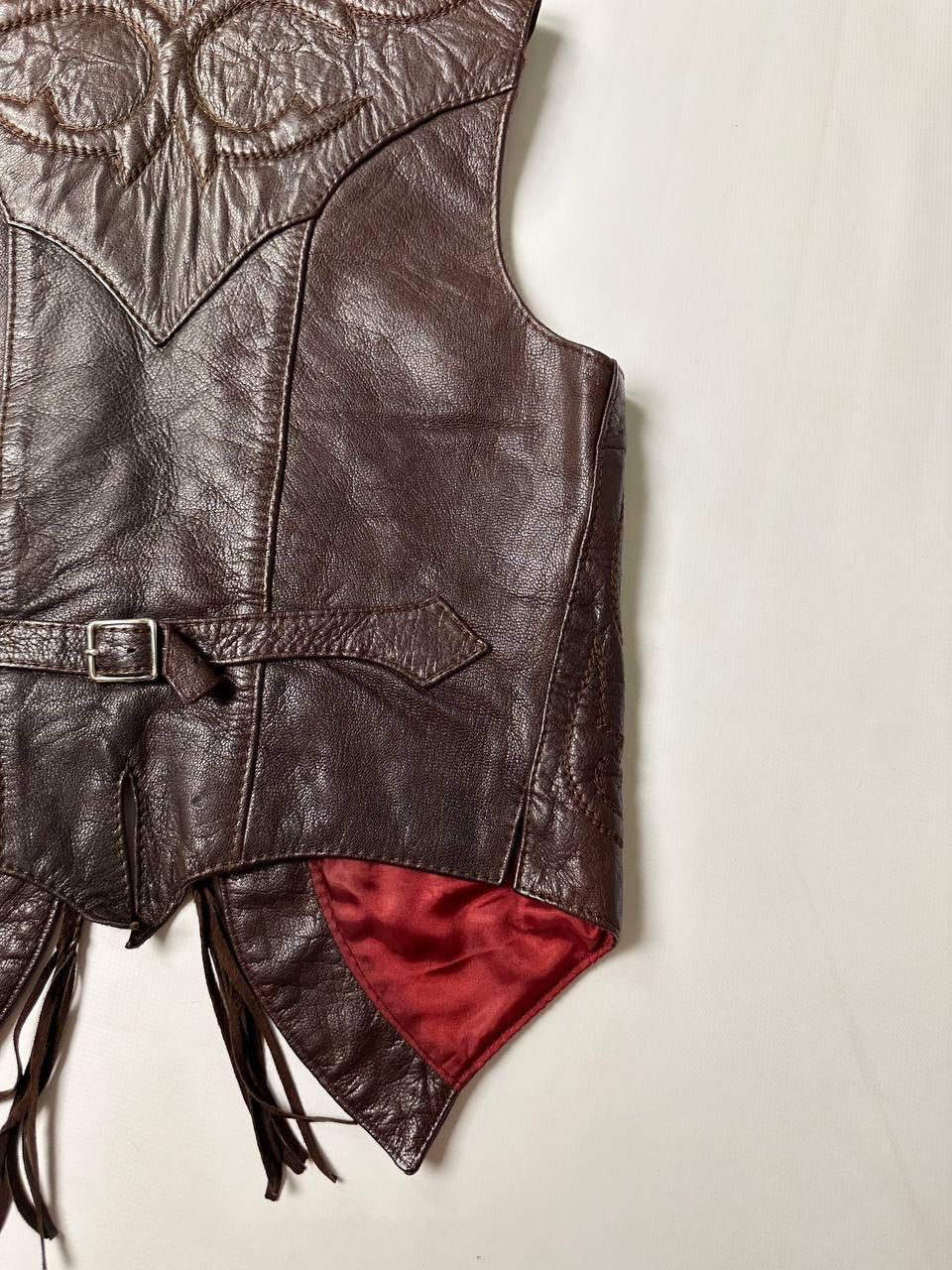 Cowboy Equipment 80s Cowboy Handmade Wester Leather Vest Mexico Vintage Spain Size S / US 4 / IT 40 - 17 Thumbnail