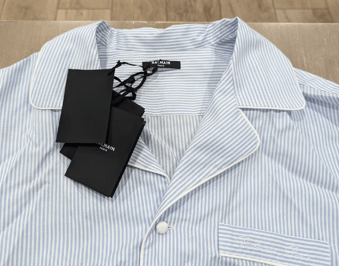 Balmain BALMAIN Striped LS Button Up Pajama Shirt Light Blue 50 Size US M / EU 48-50 / 2 - 2 Thumbnail