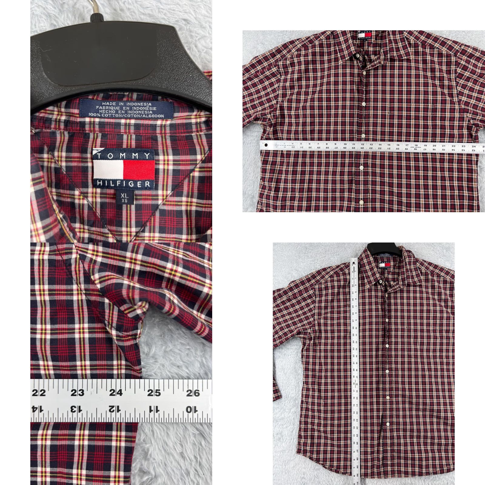 Tommy Hilfiger Tommy Hilfiger Shirt Mens XL Red Plaid Button-Down Long Sleeve Pocket Logo Embroidered Cotton Casual Size US XL / EU 56 / 4 - 8 Thumbnail