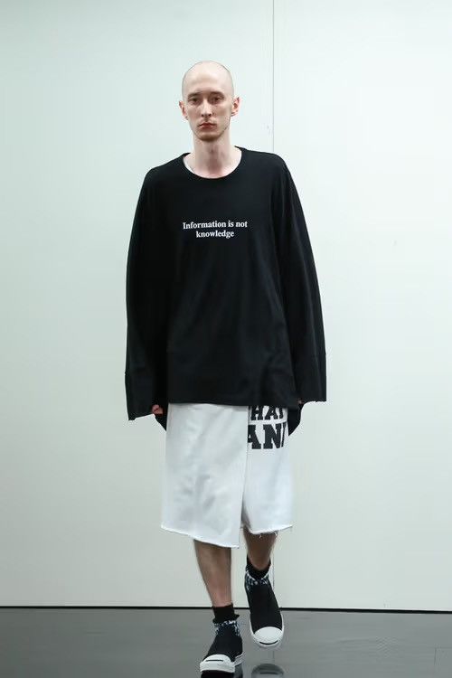 image of Comme Des Garcons x Ganryu Ss16 Information Is Not Knowledge Kimono T Shirt in Black (Size Large)