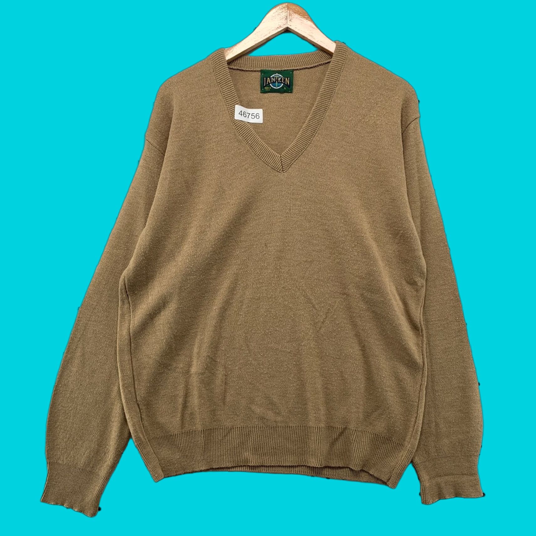Jantzen VINTAGE Jantzen Sweater Mens Large Tan V Neck Acrylic Pullover Made In Usa Size US L / EU 52-54 / 3 - 1 Thumbnail