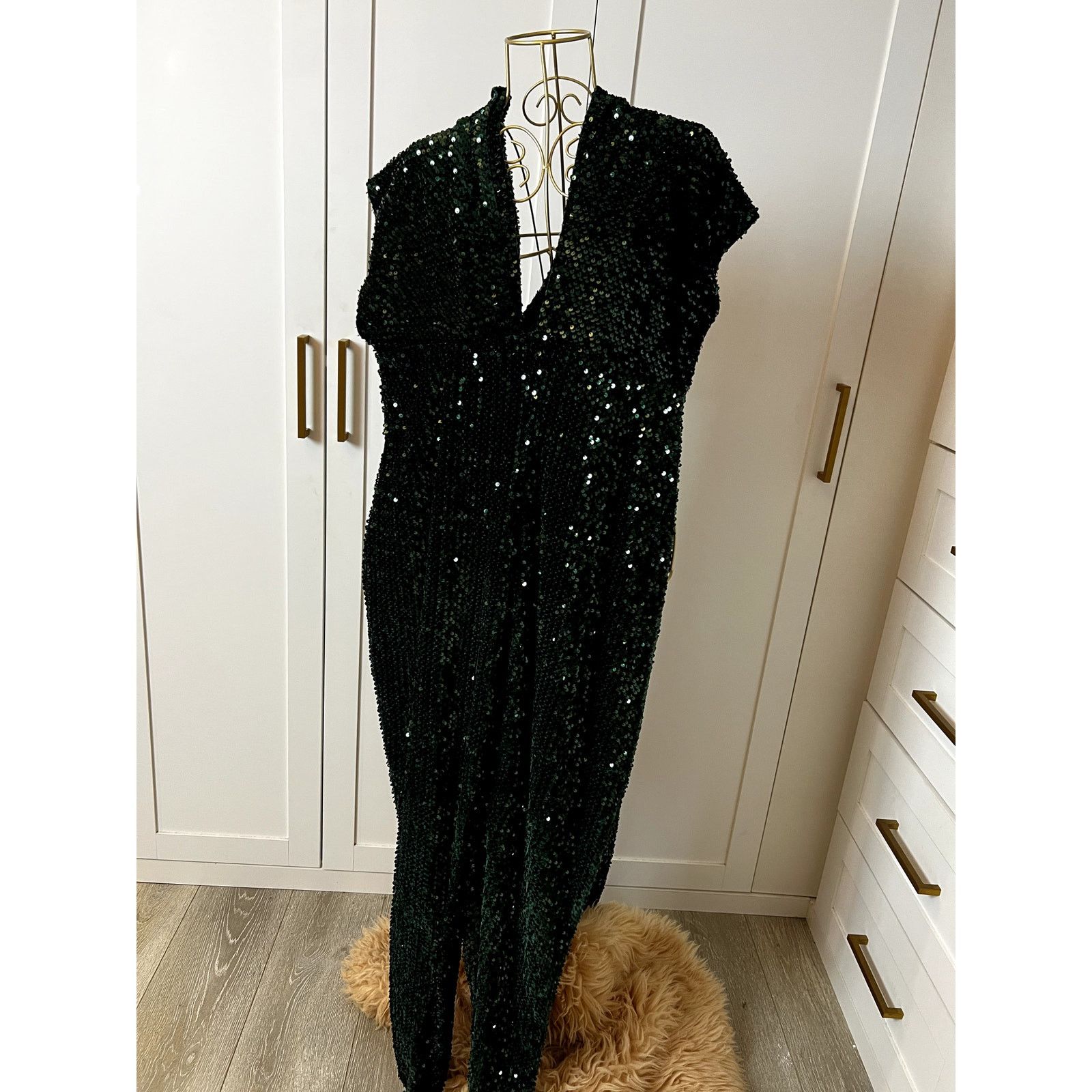 Other Batani-Khalfani Custom Green Sequin Jumpsuit Size 14 Size 36" / US 14 / IT 50 - 1 Thumbnail