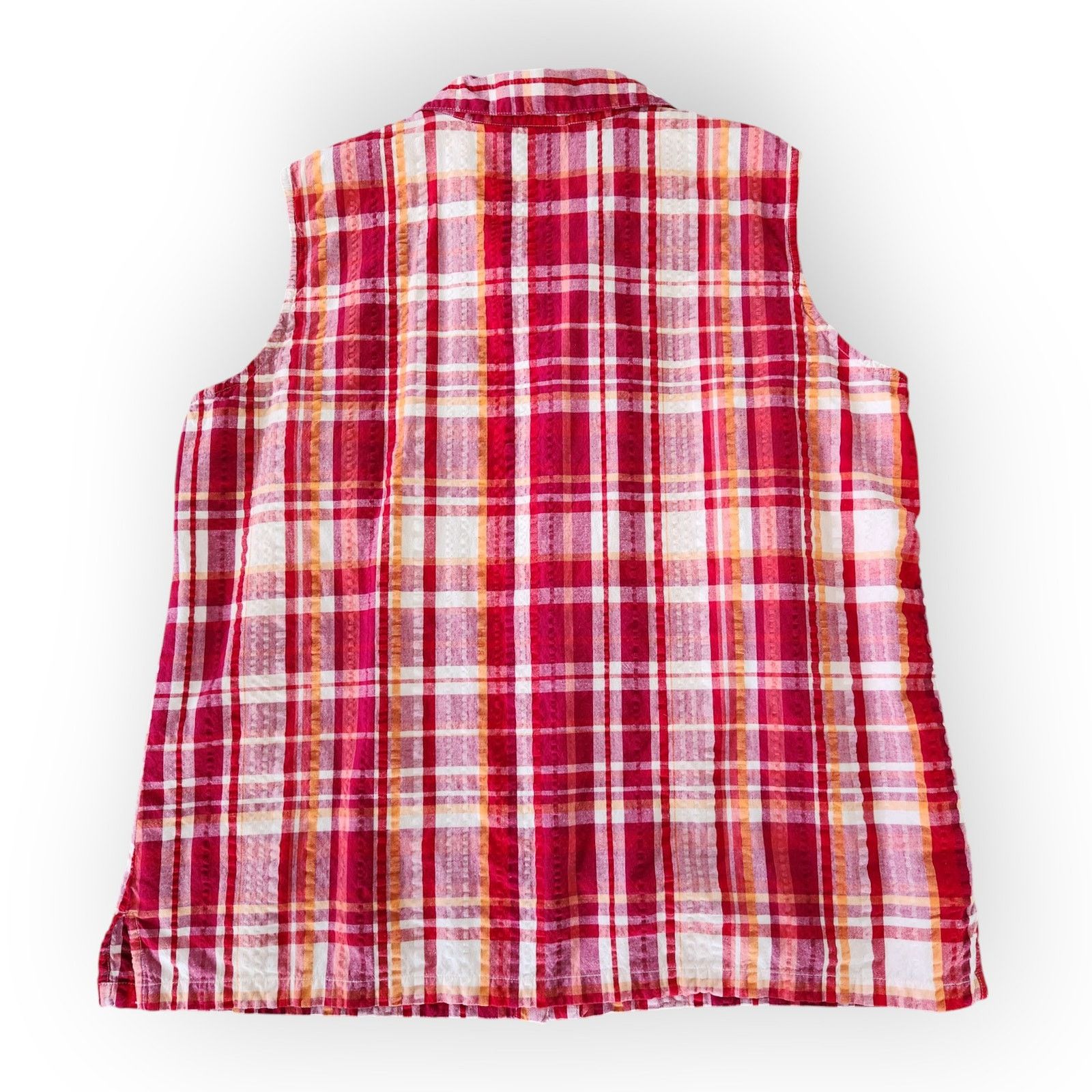 Vintage Y2K Red Plaid Sleeveless Button Down Top Cotton 2X Size XXL / US 16-18 / IT 52-54 - 5 Thumbnail