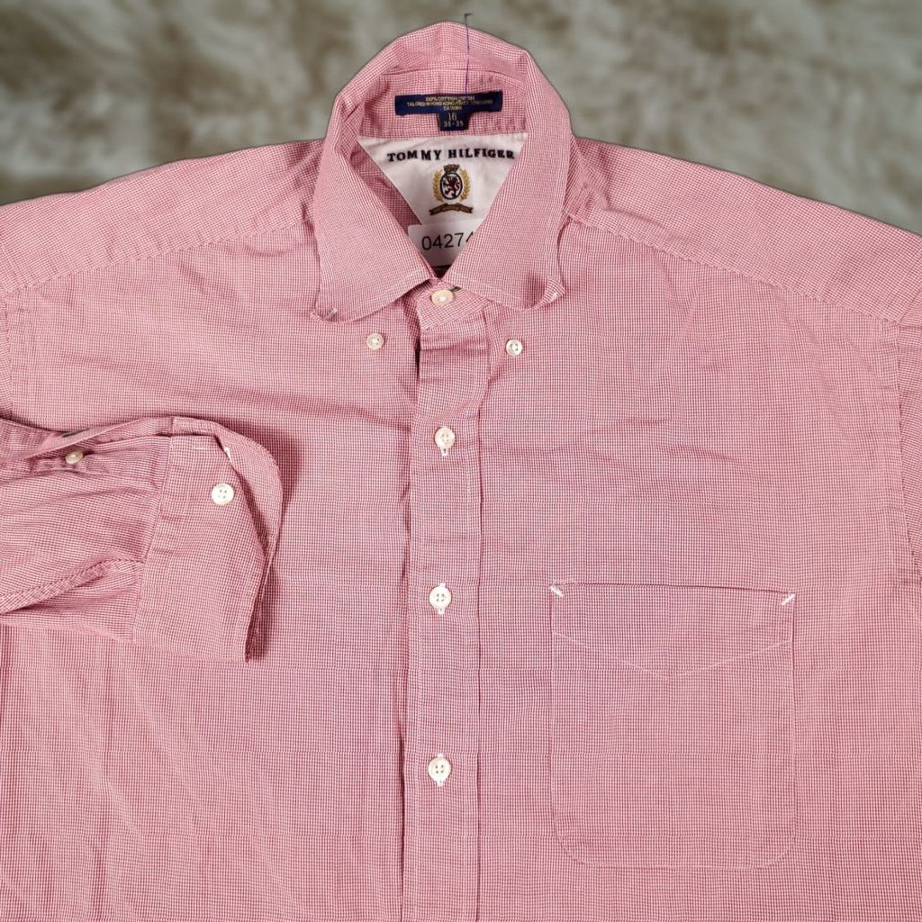 Tommy Hilfiger Tommy Hilfiger Dress Shirt Mens 16 Red Long Sleeve Button Up Regular Fit Size 42R - 1 Thumbnail