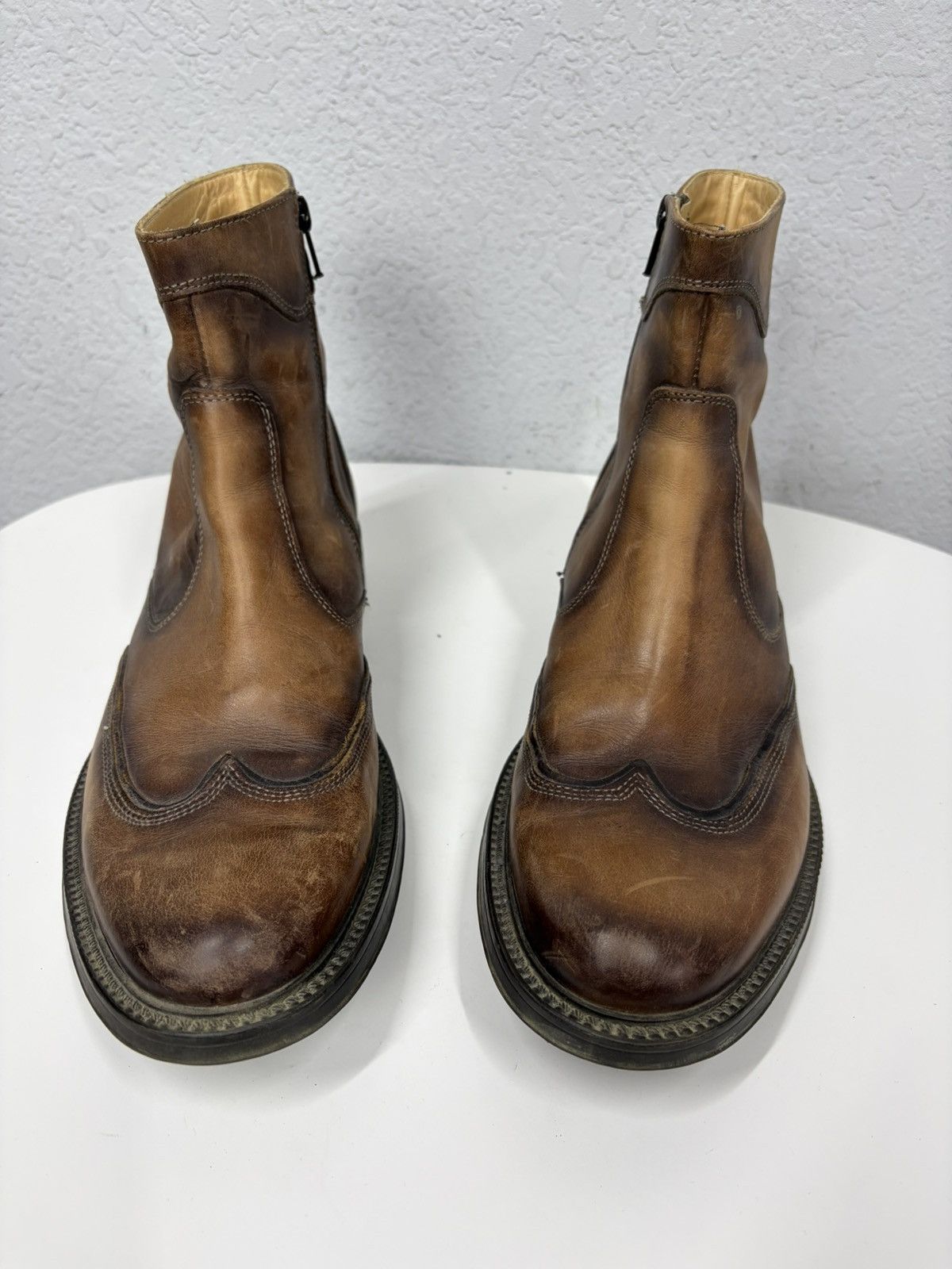 Hedi Slimane Vintage Y2K Black Leather Side Zip Boots Guidi Marsell Style Size US 9 / EU 42 - 8 Thumbnail
