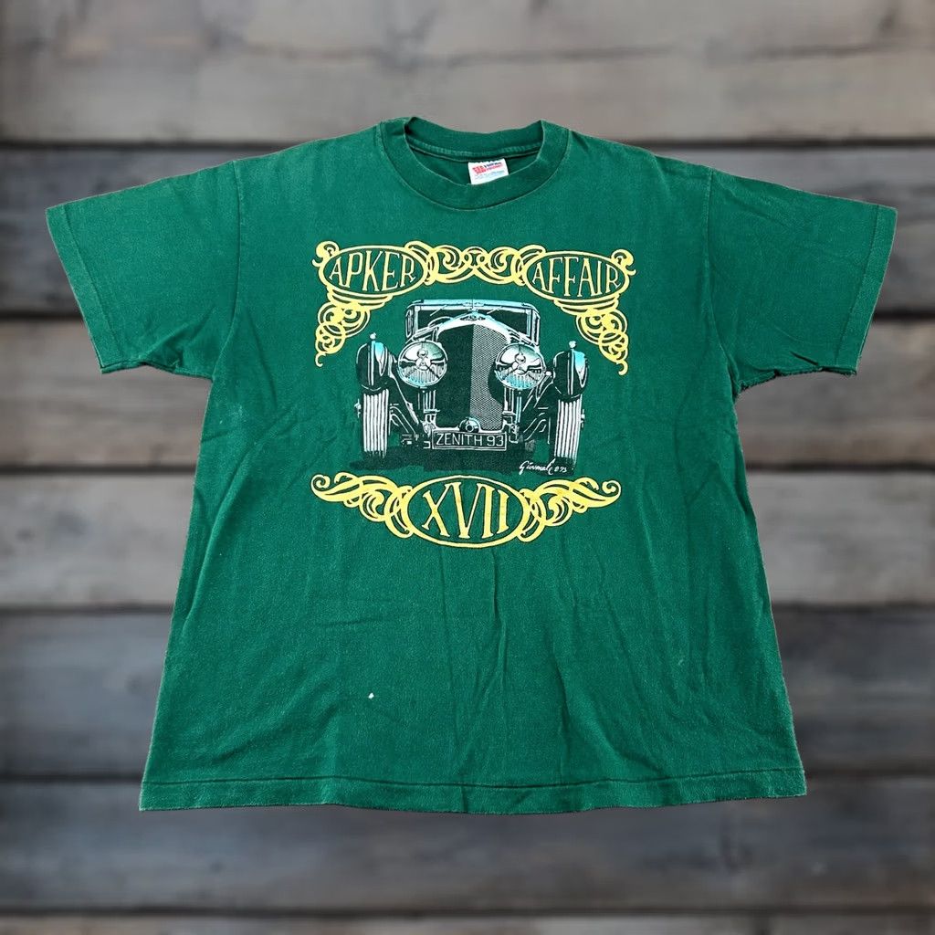 Hanes VINTAGE Apker Affair XVII Shirt Mens L Green Cotton Bentley Single Stitch 90s Size US L / EU 52-54 / 3 - 1 Thumbnail