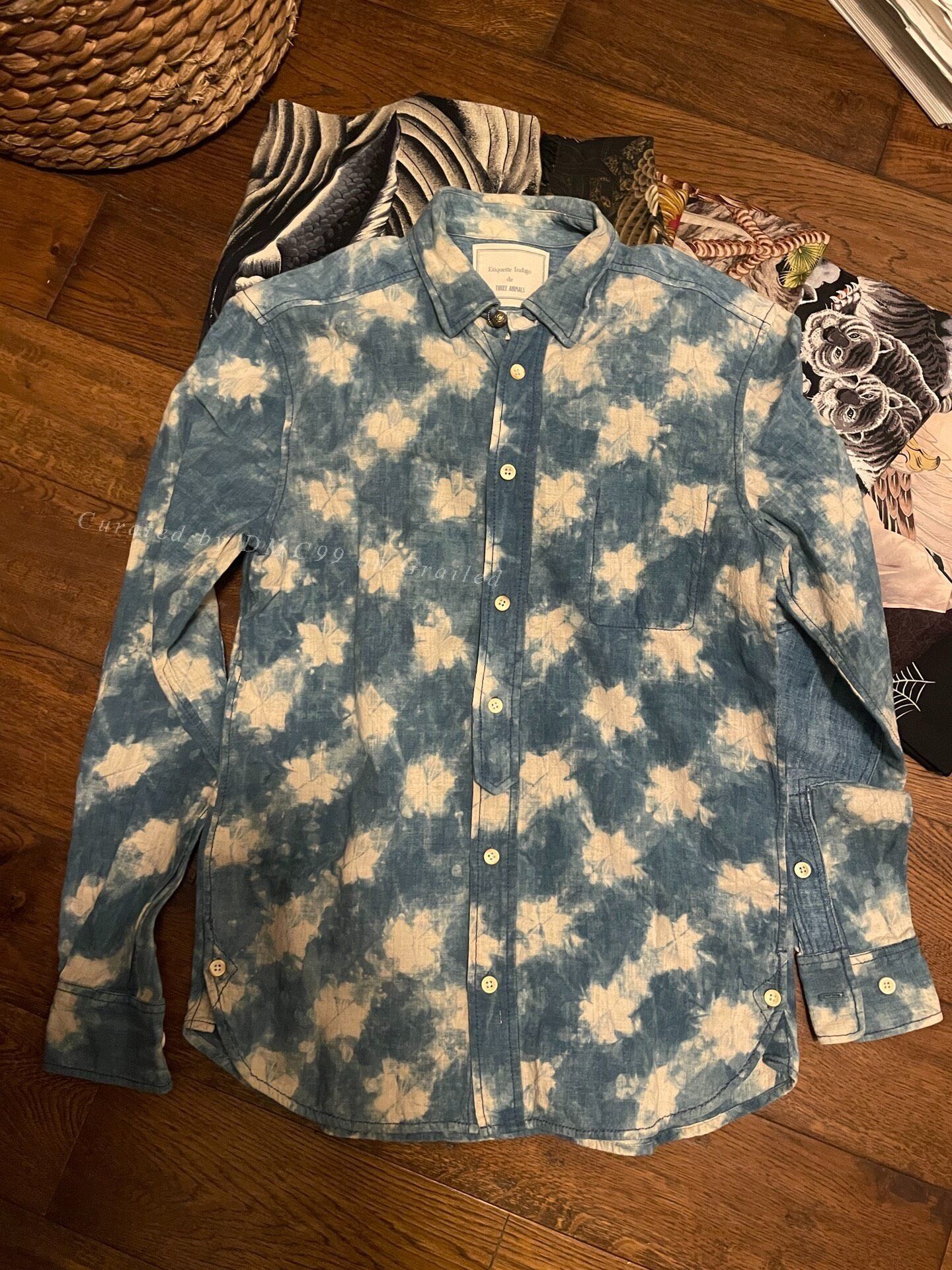 threeASFOUR Three Animals Blue Cotton-Linen Shirt Size US XS / EU 42 / 0 - 1 Thumbnail