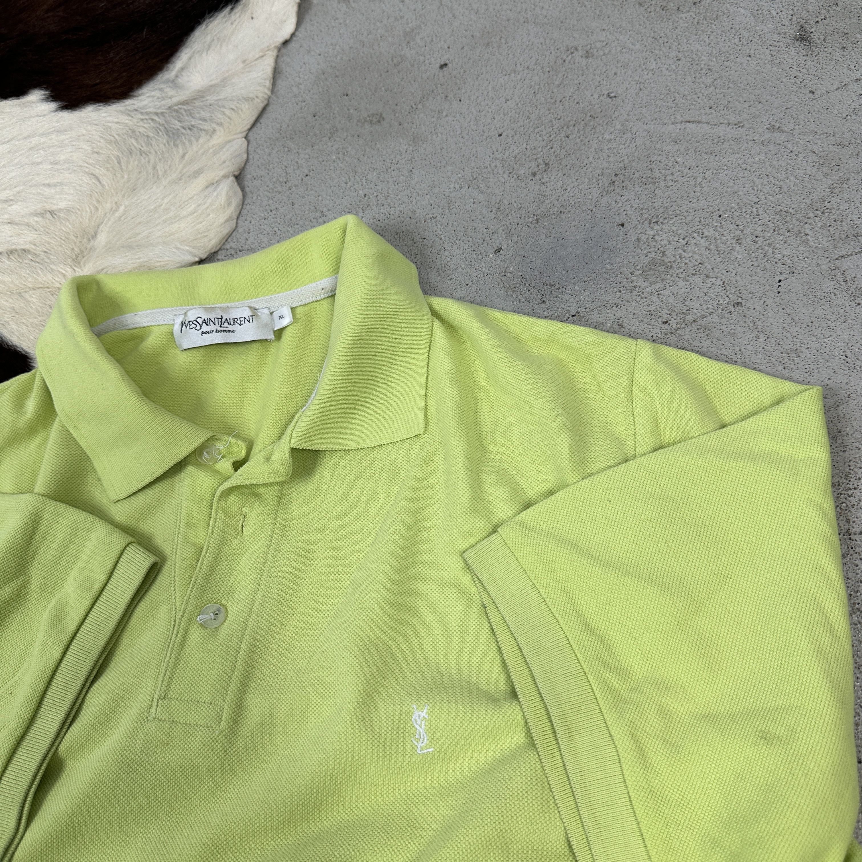 Vintage × Yves Saint Laurent Vintage Casual Yves Saint Laurent Lime Green Polo T-shirt Size US XL / EU 56 / 4 - 6 Thumbnail