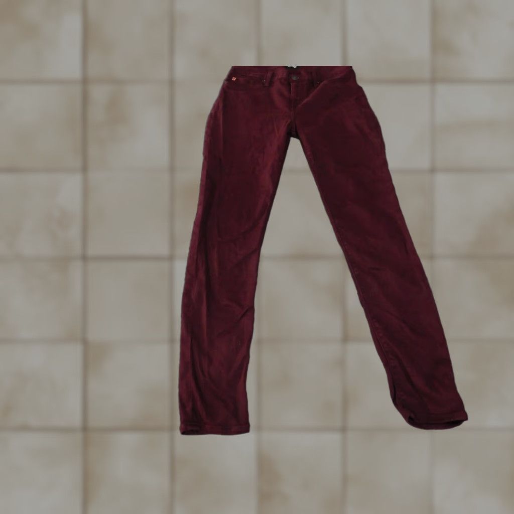 Hudson Hudson Krista Super Skinny Jeans Womens 28 Burgundy Stretch Corduroy Pants L34 Size 28" / US 6 / IT 42 - 1 Thumbnail