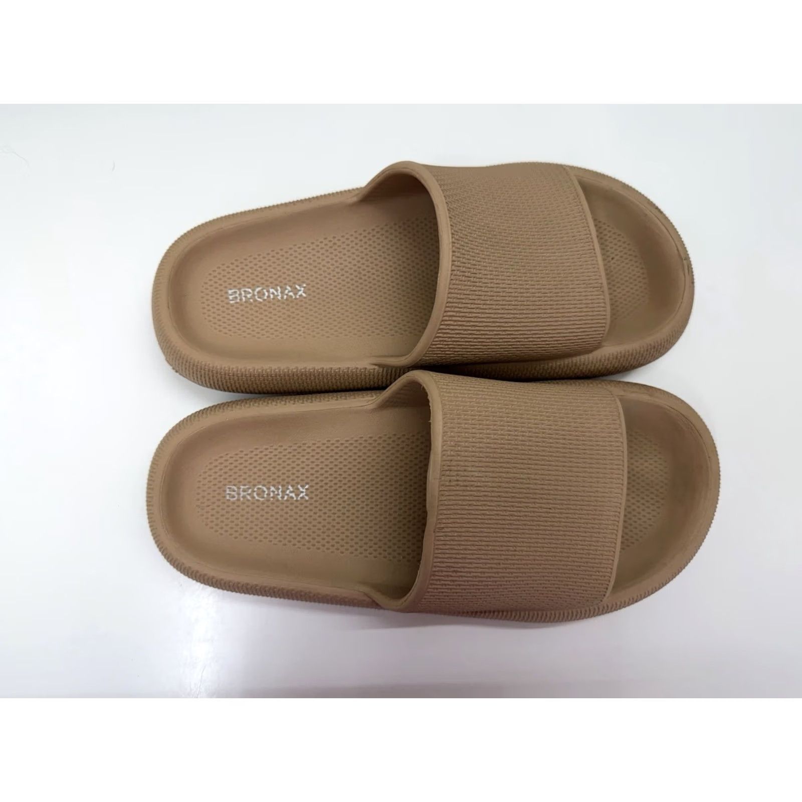Vintage Bronax Womens Sandals Cloud Slippers Slip-On Foam Tan 9/10 White Logo Sports Slip-On Womens Size US 8 / IT 38 - 2 Thumbnail