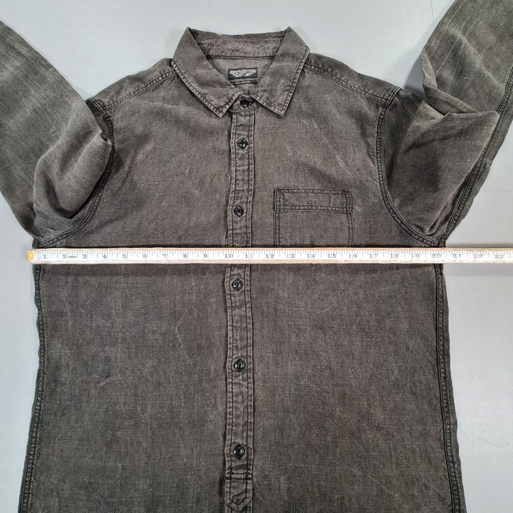 Allsaints Allsaints Mens Shirt Grey 100% Linen Button-Up Long Sleeve Collared M Casual City Holiday Modern Size US M / EU 48-50 / 2 - 5 Thumbnail