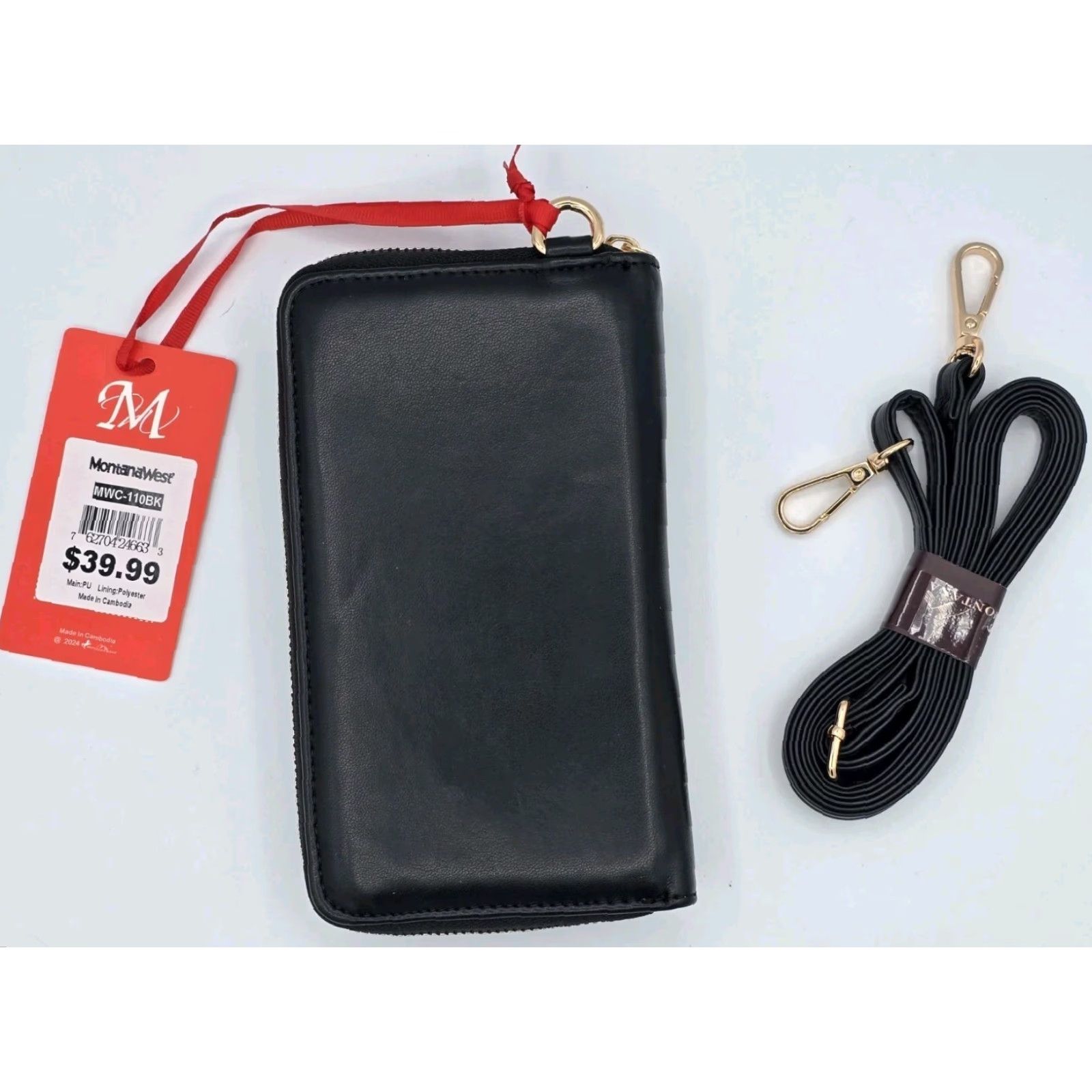 Vintage MONTANA WEST Black Studded Crossbody Cell Phone Bag RFID Blocking Faux Leather Women Size ONE SIZE - 2 Thumbnail