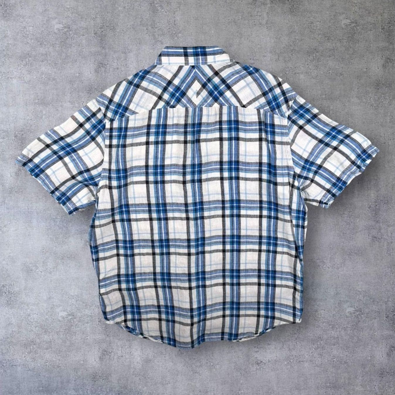 Timberland Timberland Earthkeepers Regular Fit Shirt Check Linen Short Sleeve Blue White Large Mens Button-Up Collared 100% Linen Size US L / EU 52-54 / 3 - 2 Thumbnail