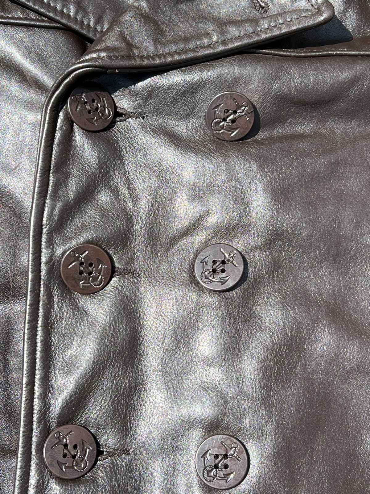 Schott Vintage Schott NYC U.S. 740N Leather Naval Pea Coat Size 48 Size US M / EU 48-50 / 2 - 3 Thumbnail