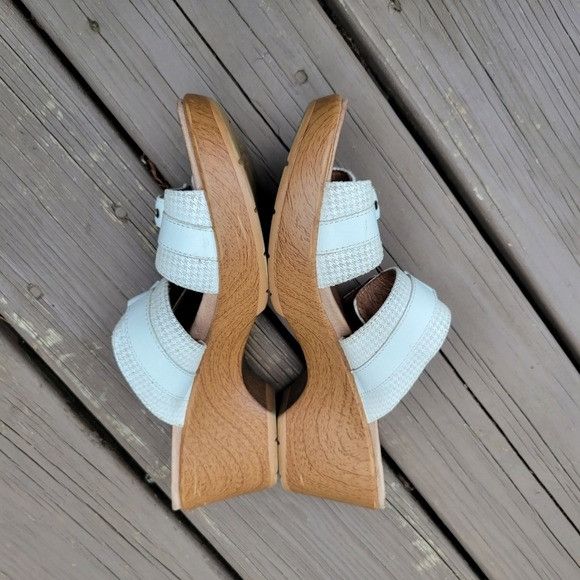 Dansko Dansko Jessie White Leather Cream Houndstooth 2 Strap Buckle Size US 8.5 / IT 38.5 - 4 Thumbnail