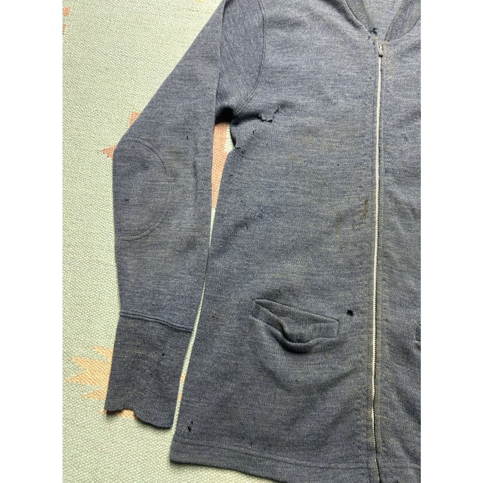 Vintage VINTAGE 40s WOOL CARDIGAN SWEATER TALON ZIP BLUE 3 POCKET DISTRESSED MENS SMALL Size US S / EU 44-46 / 1 - 2 Thumbnail