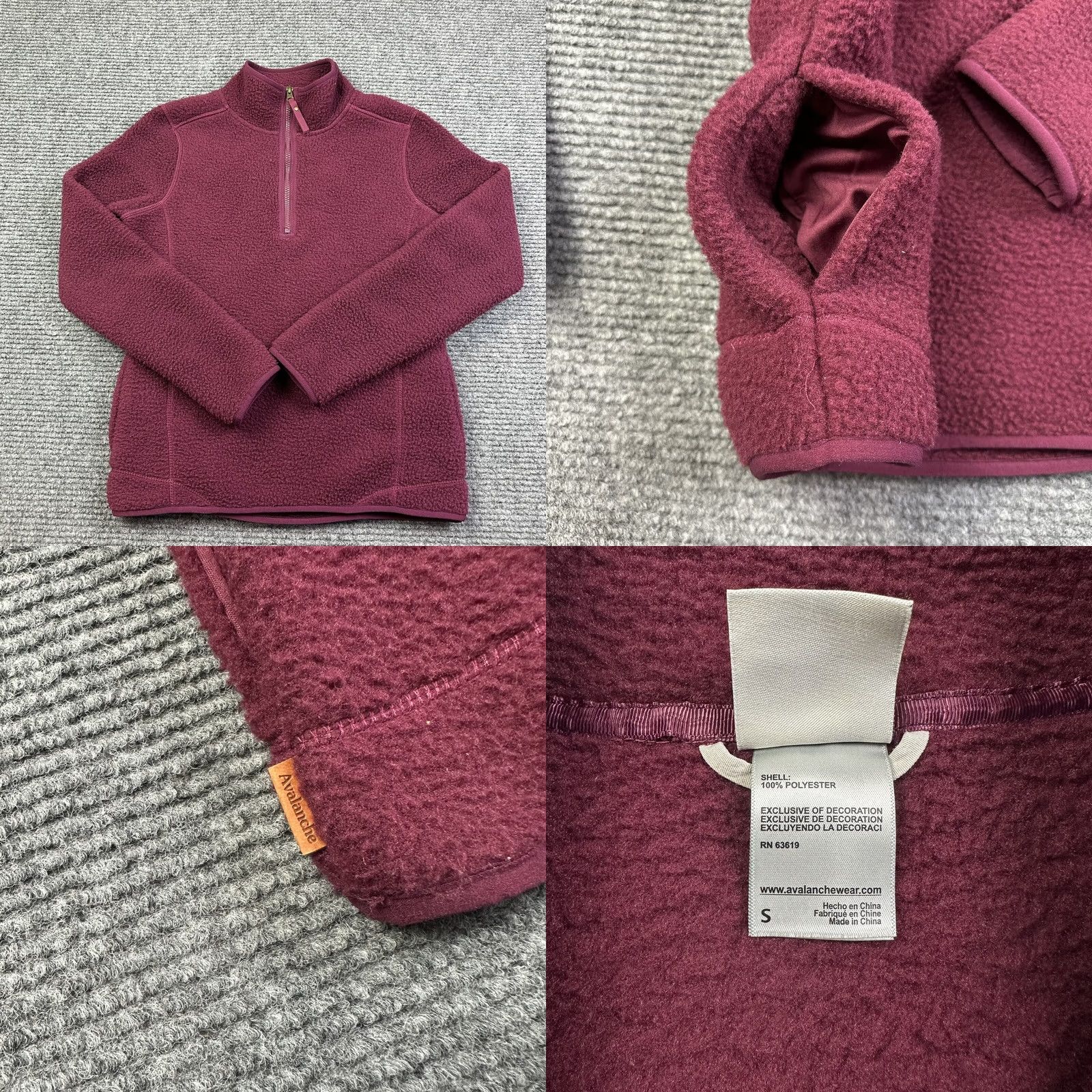 Avalanche VINTAGE Avalanche Fleece Jacket Women’s S 1/4 Zip Pullover With Pockets Purple/Burgundy Logo C Fleece Jacket Womens Size S / US 4 / IT 40 - 8 Thumbnail