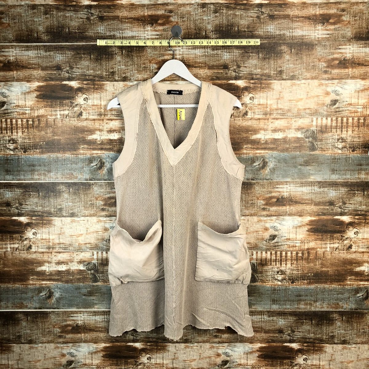 Vintage × Zucca Zucca Brown Vest crochet meshnet sleeveless #A1547 Size US M / EU 48-50 / 2 - 1 Thumbnail