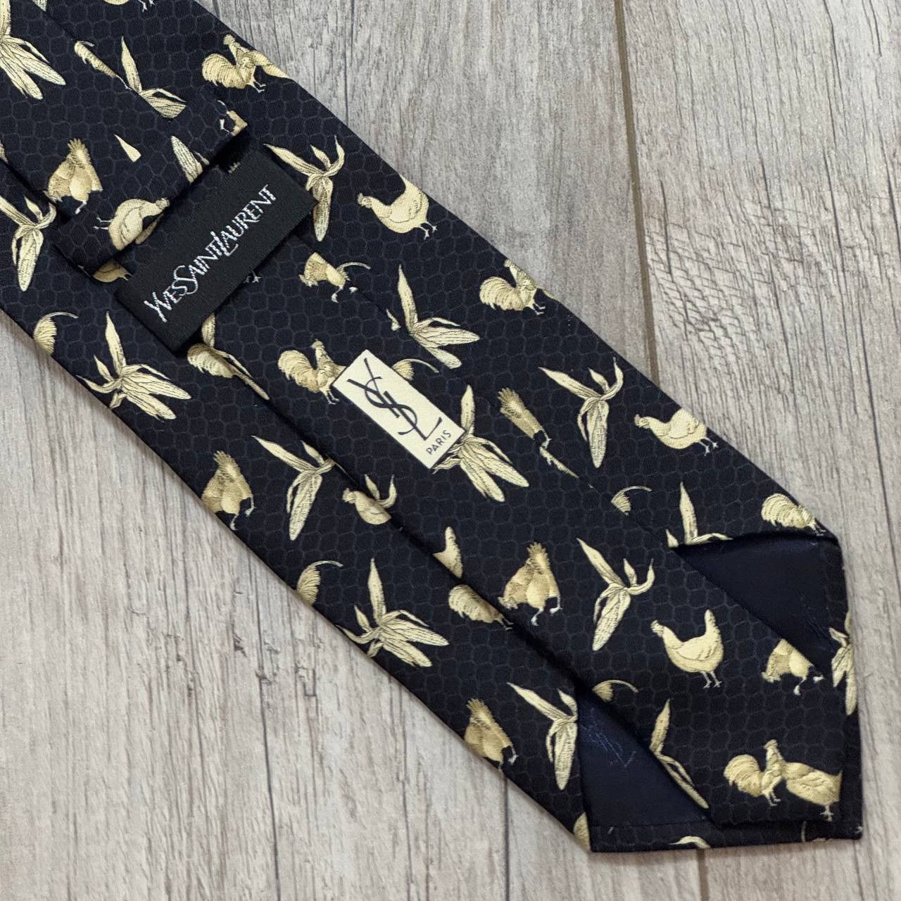 Vintage × Yves Saint Laurent Vintage Yves Saint Laurent YSL Rooster Pattern Silk Tie Size ONE SIZE - 2 Thumbnail