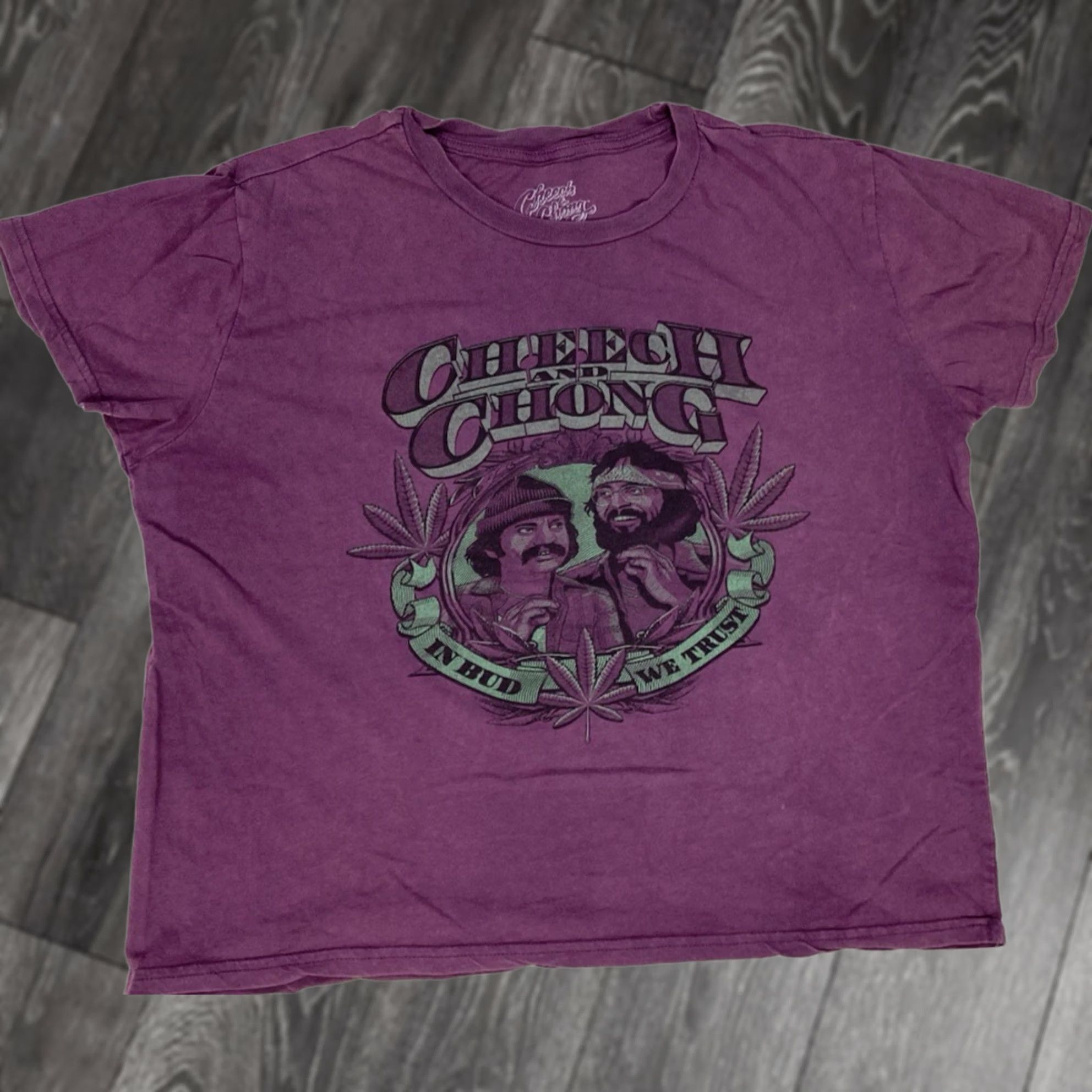 Vintage Cheech & Chong In Bud We Trust Graphic T-shirt Women XL Purple Short Sleeve Size XL / US 12-14 / IT 48-50 - 1 Thumbnail